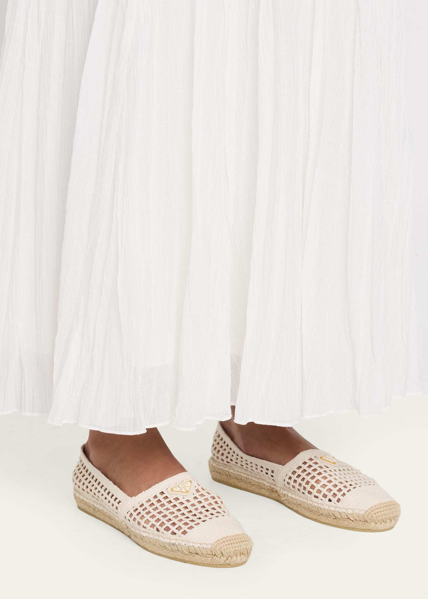 Prada Triangle Logo Crochet Espadrilles - Bergdorf Goodman