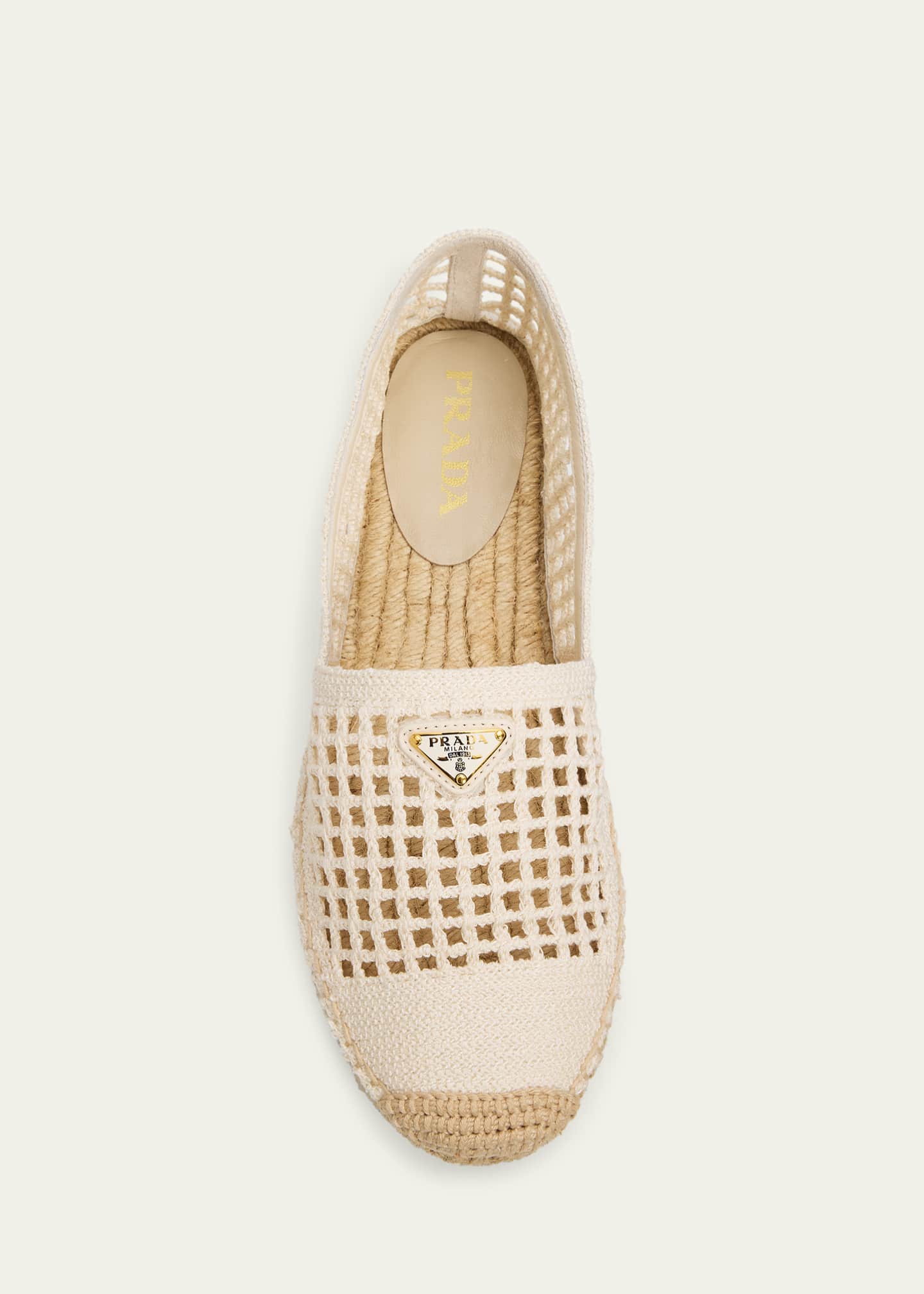 Prada Triangle Logo Crochet Espadrilles - Bergdorf Goodman