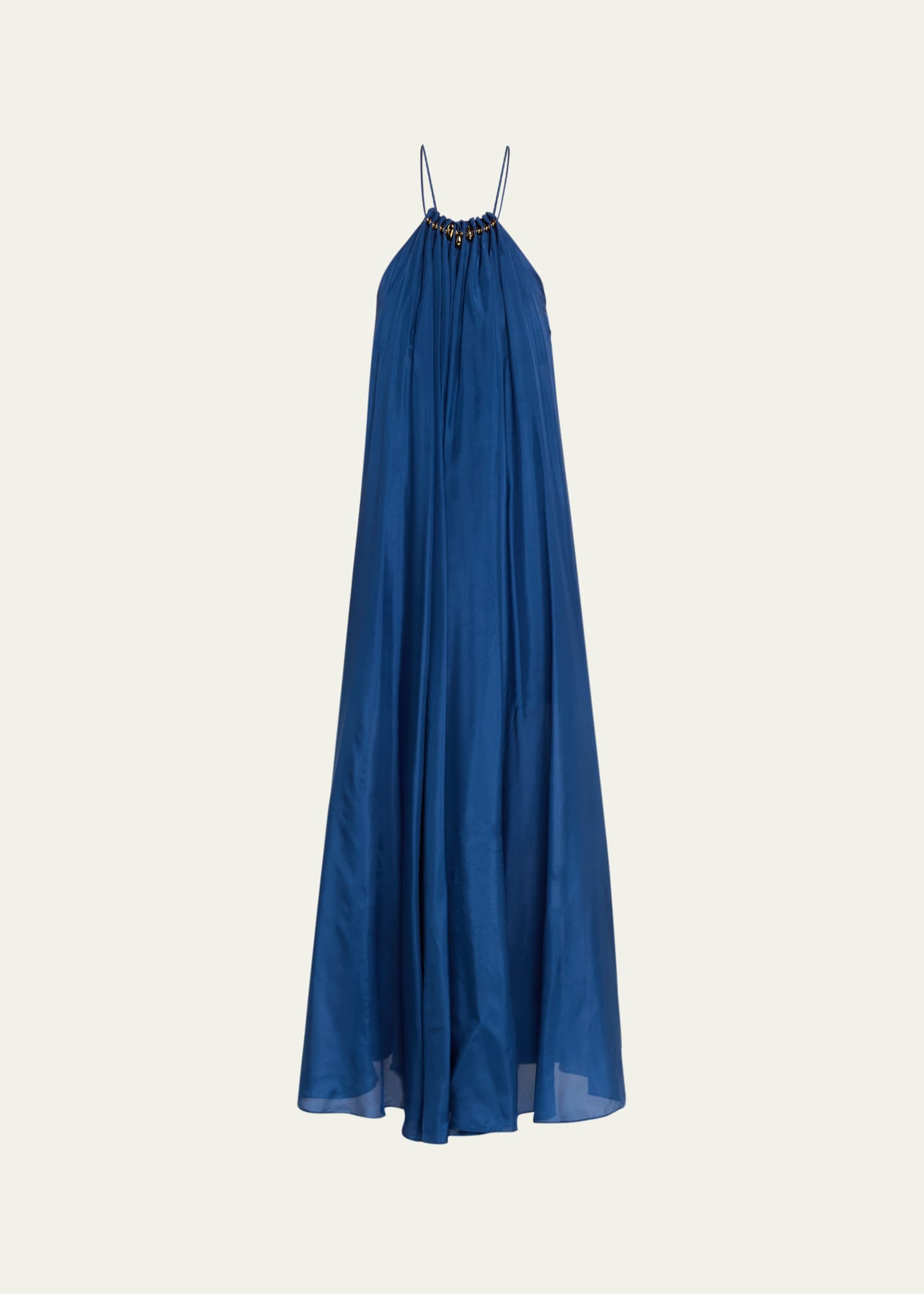 zimmermann blue halter dress Zimmermann Natura Laser Cut Linen & Silk Halter Dress in Blue