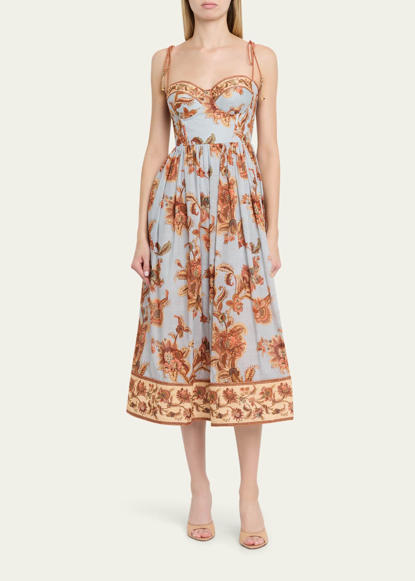 ZIMMERMANN ドレス Zimmermann Aster Corset Midi Dress - Bergdorf Goodman
