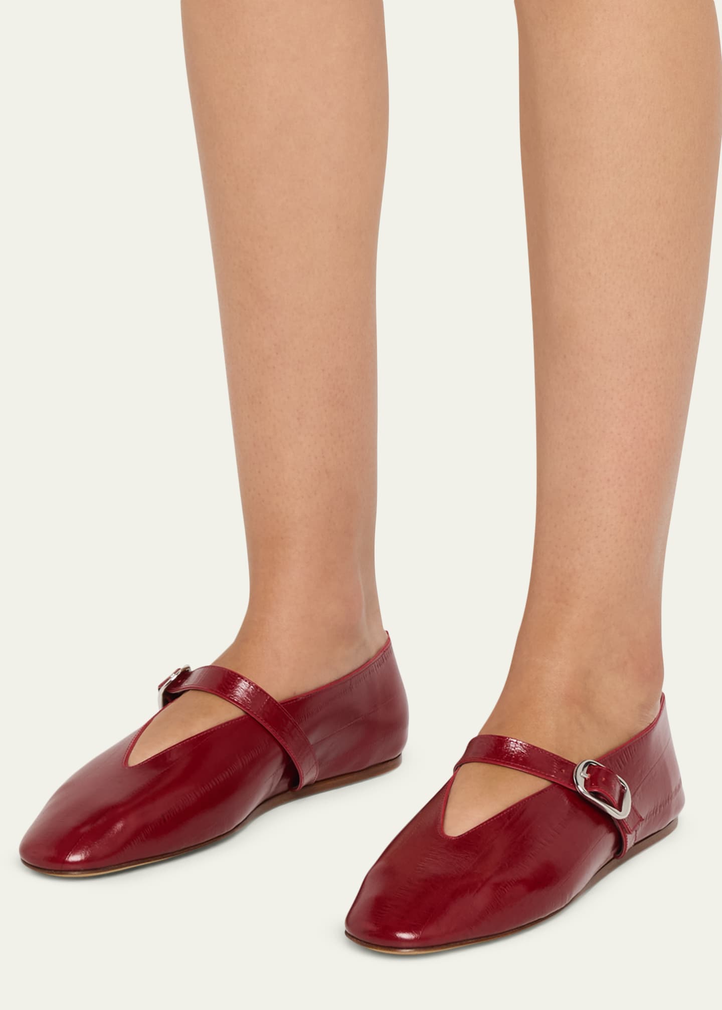 Le Monde Beryl Stella Eel-Embossed Leather Mary Jane Ballerina