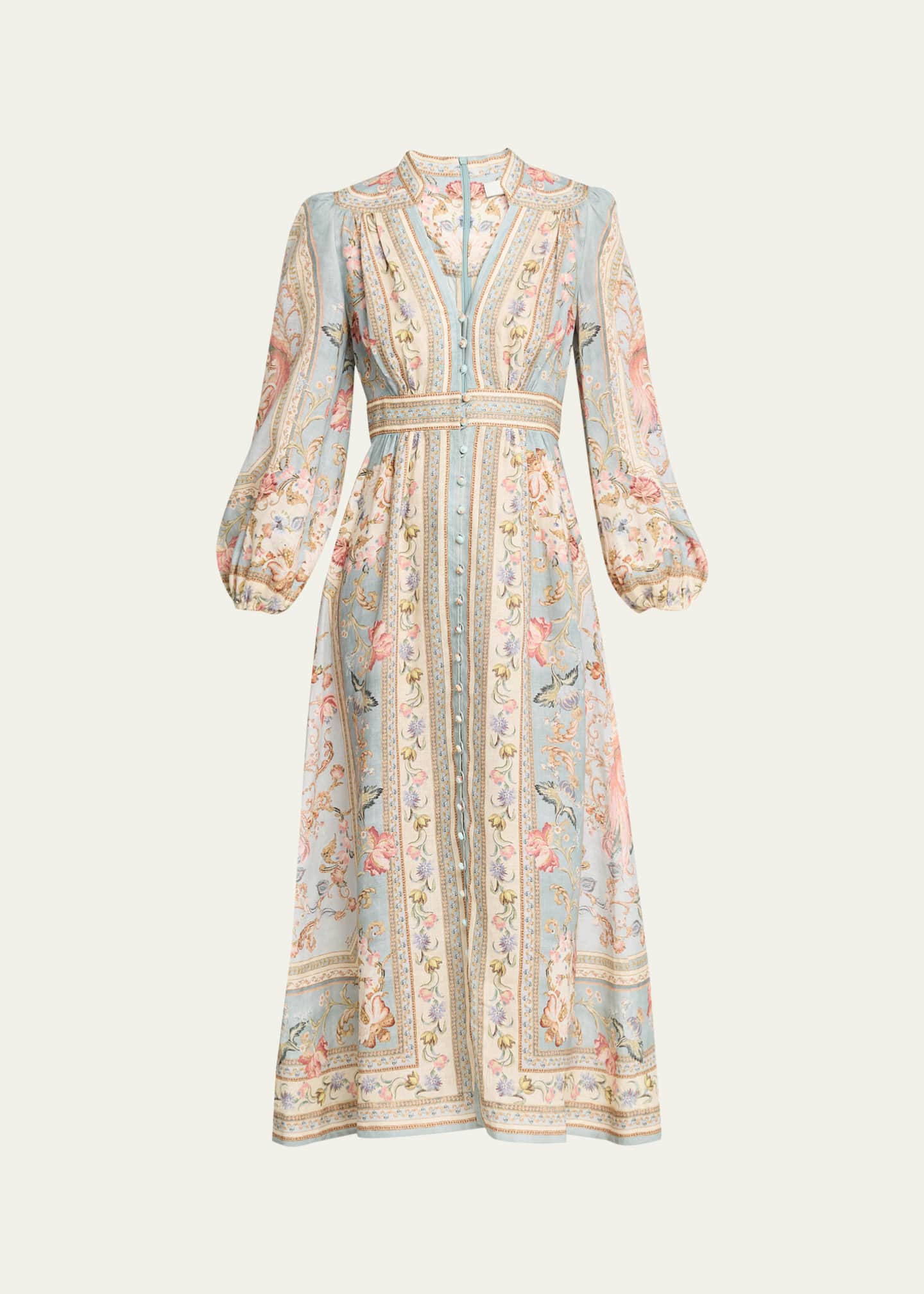 zimmermann long sleeve dresses Zimmermann Indra Floral-print Maxi Dress