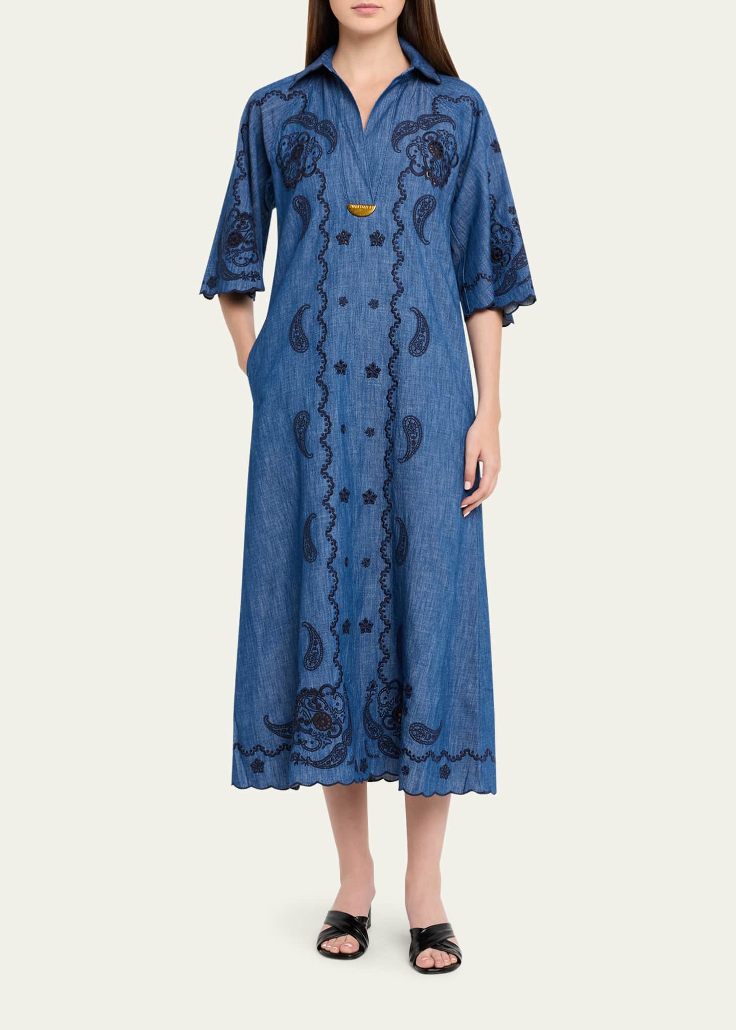 zimmermann midi dress Aster Corset | Blue Jacobean removable straps Zimmermann Aster Dress in Chocolate