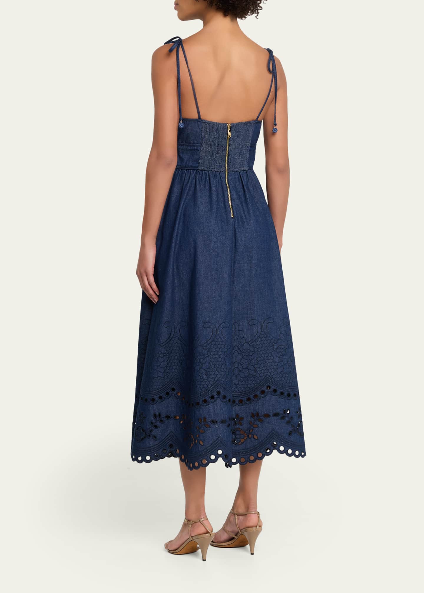 Zimmermann Mahon Broderie Denim Picnic Dress - Bergdorf Goodman