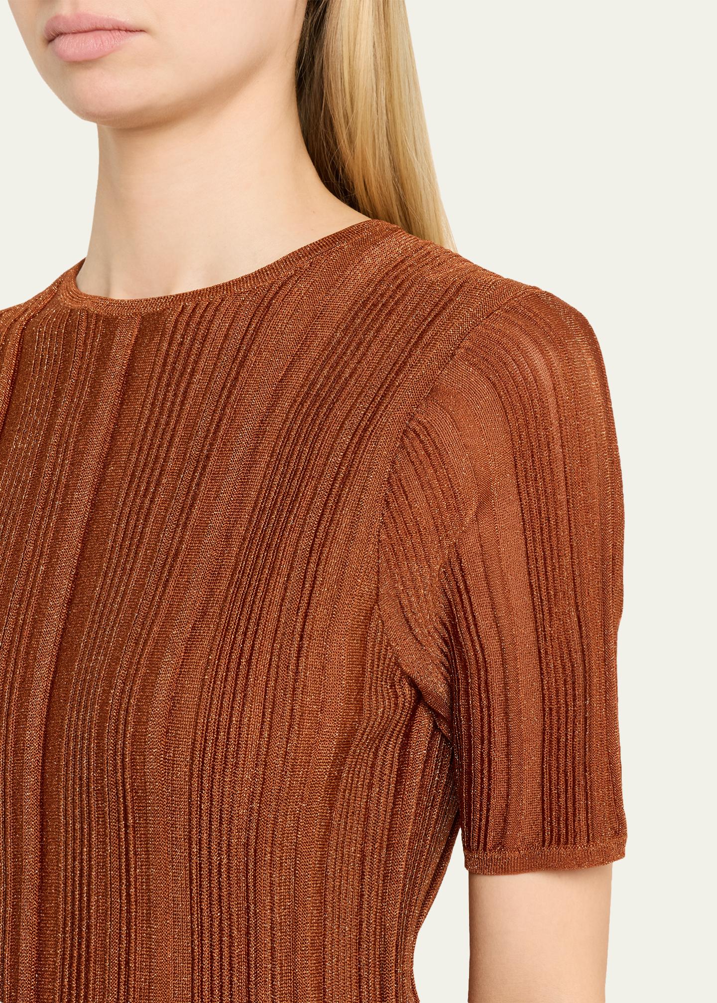 Zimmermann Indra Metallic Rib-Knit Tee - Bergdorf Goodman