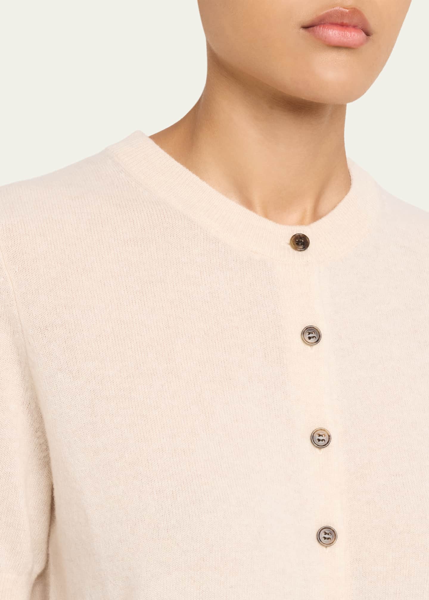 Lisa Yang Marene Short-Sleeve Cashmere Crewneck Cardigan