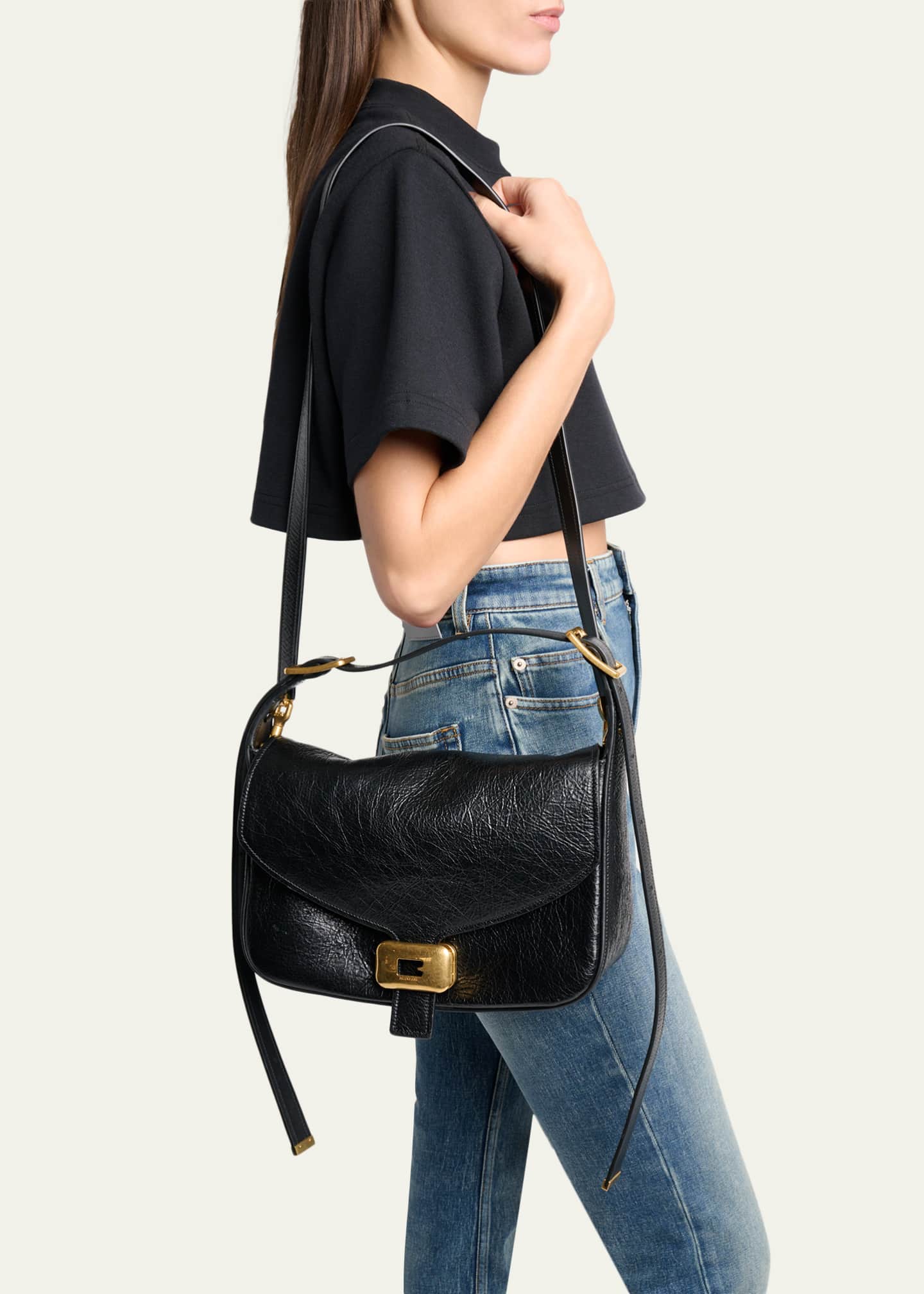 Balenciaga Clicca B-Buckle Leather Shoulder Bag - Bergdorf Goodman
