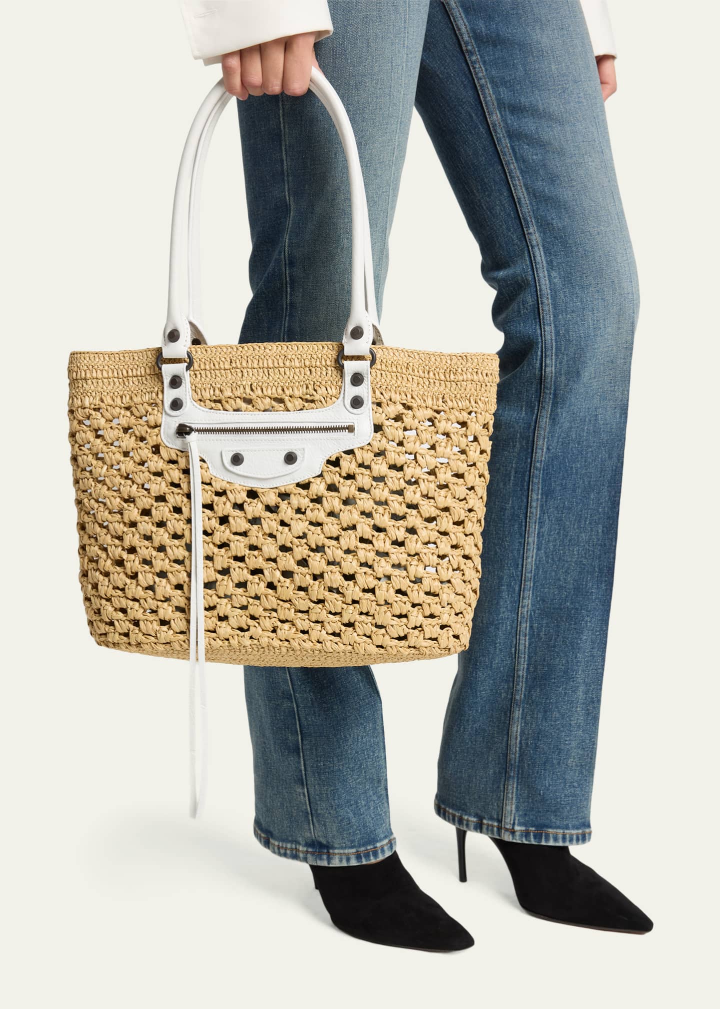 Balenciaga Le City Raffia Shoulder Bag - Bergdorf Goodman