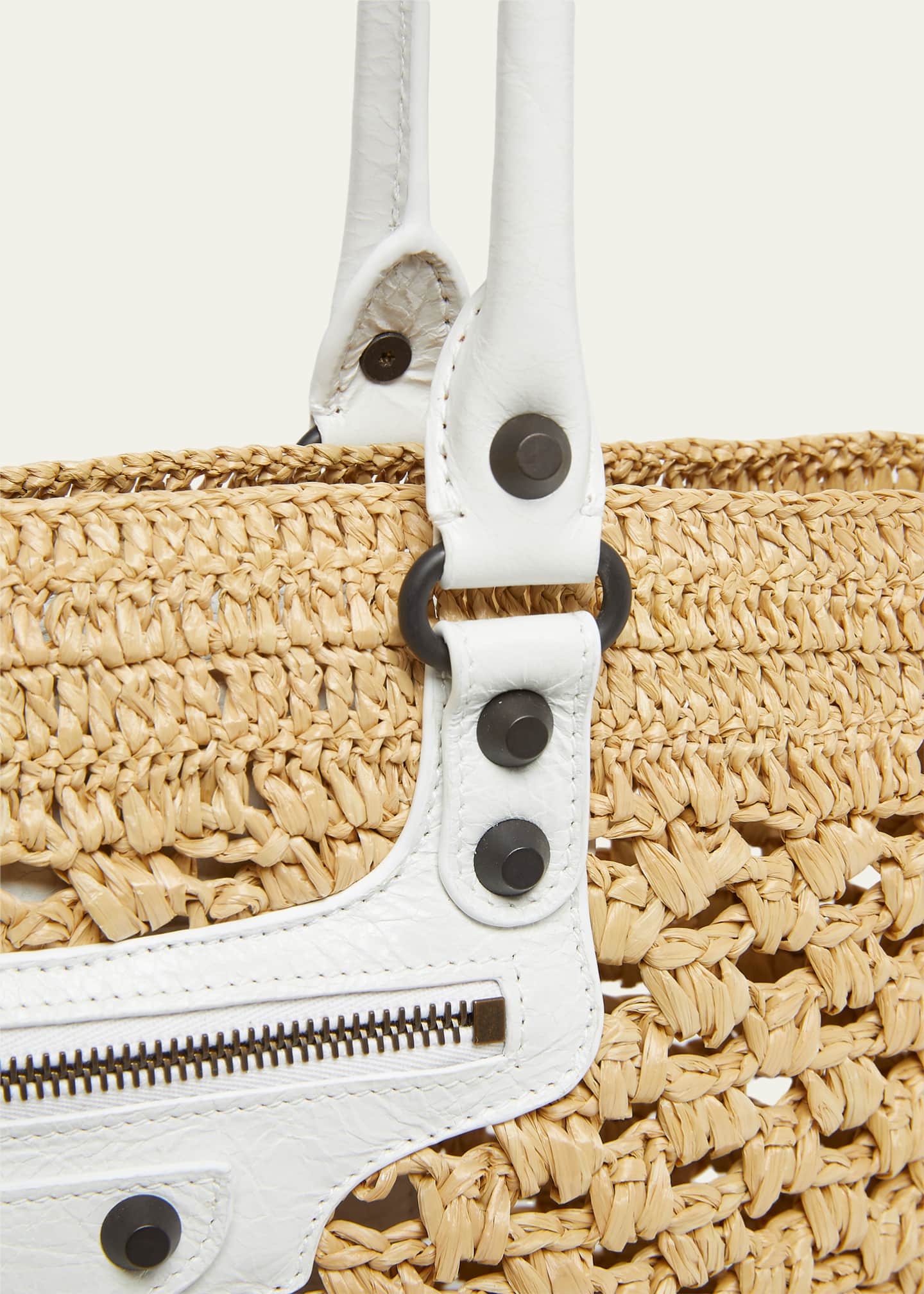 Balenciaga Le City Raffia Shoulder Bag - Bergdorf Goodman