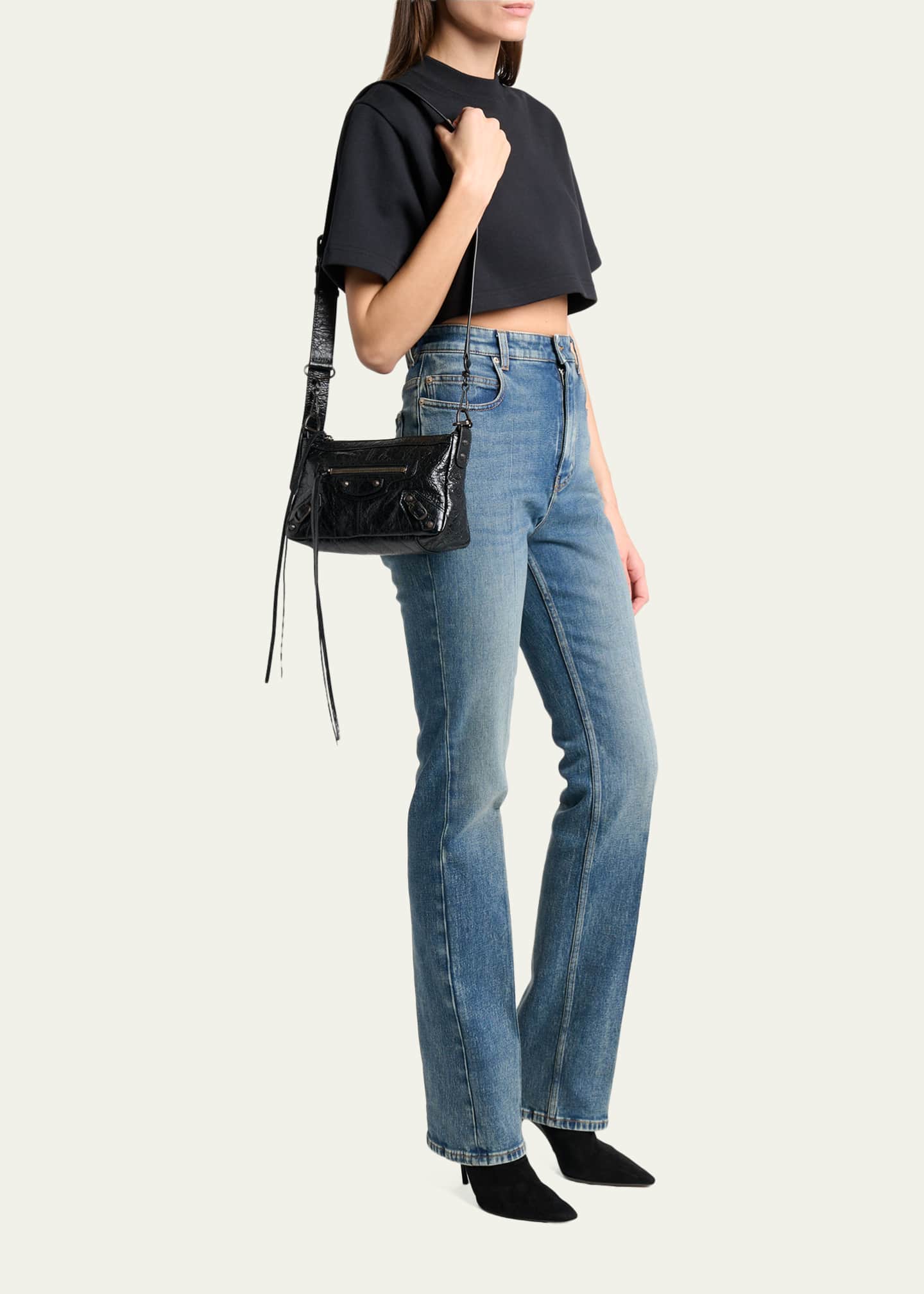 【まんぼう】　バレンシアガ　BALENCIAGA　肩章ショートジャケット Balenciaga Le City Moto Mini Leather Shoulder Bag - Bergdorf Goodman