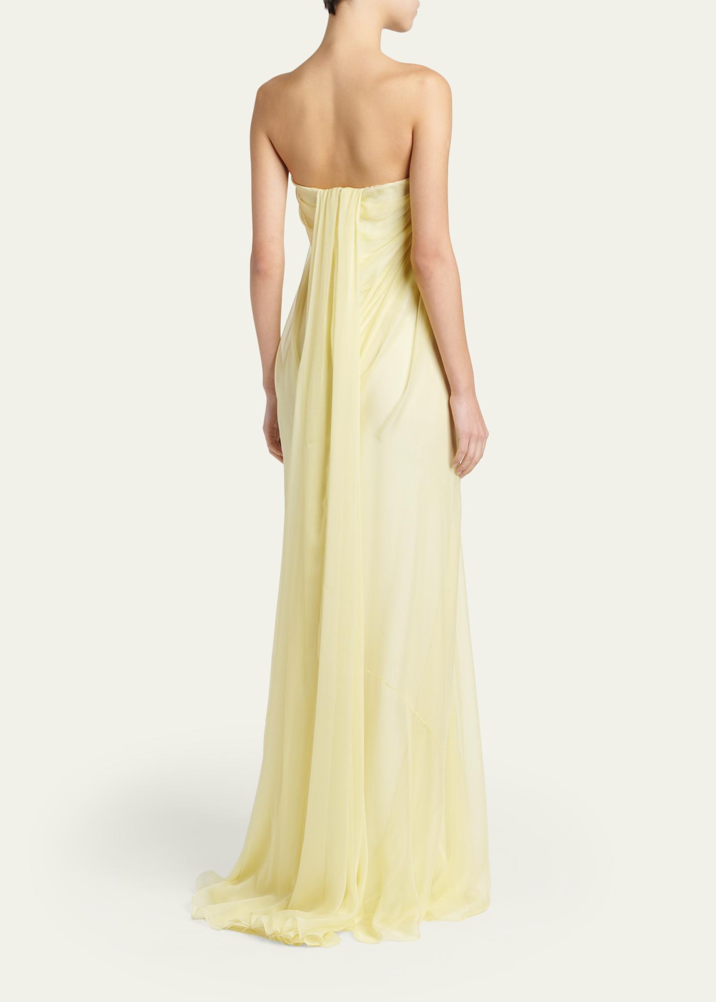 cream ruffle maxi dress Penny COLLECTION_ReaSS Sleeve Length:Long Sleeve leg slit for elegance Self-Portrait Light Blue Chiffon