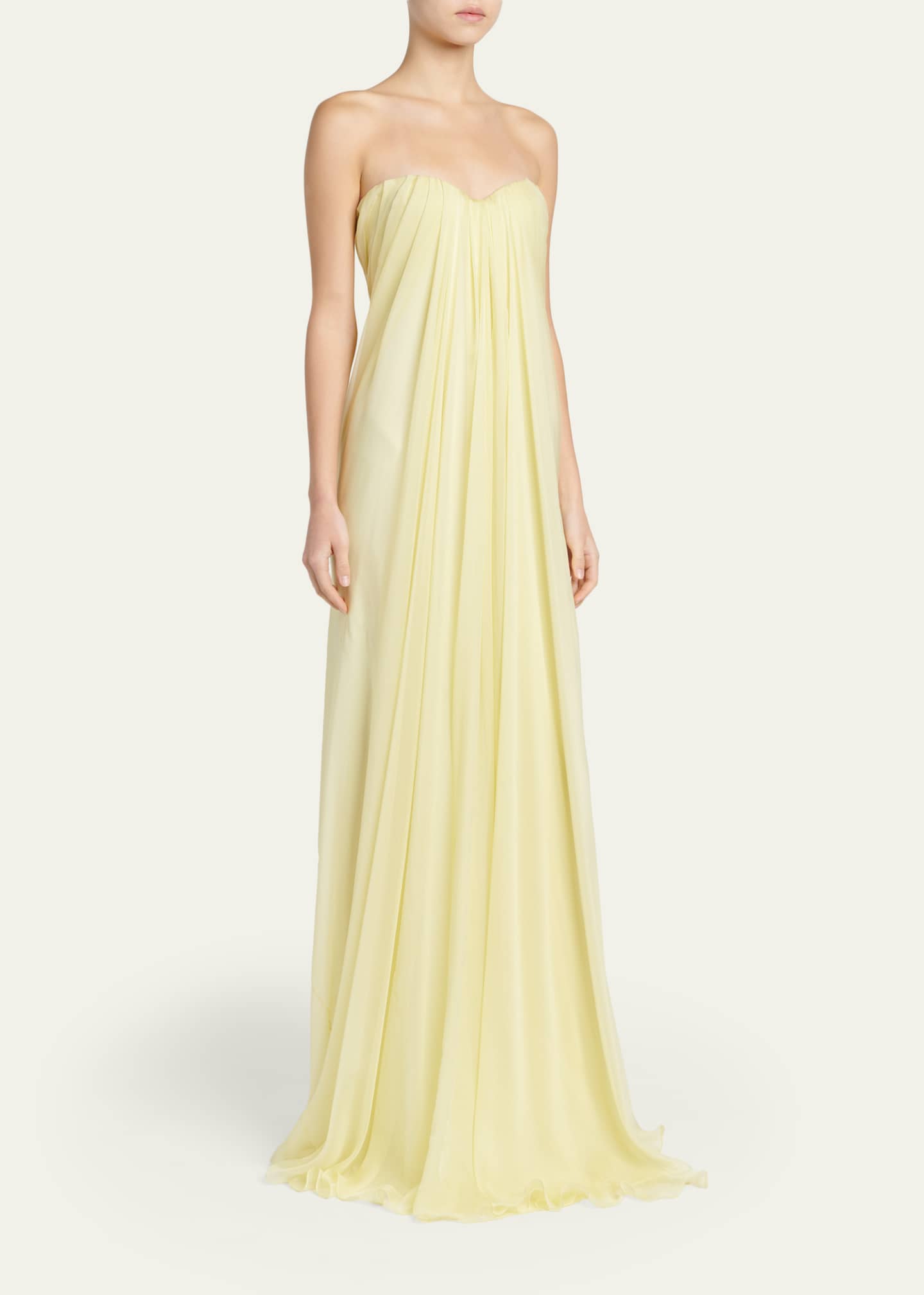 strapless draped chiffon dress Dolce & Gabbana Nude Embellished Strapless Evening Gown Dress