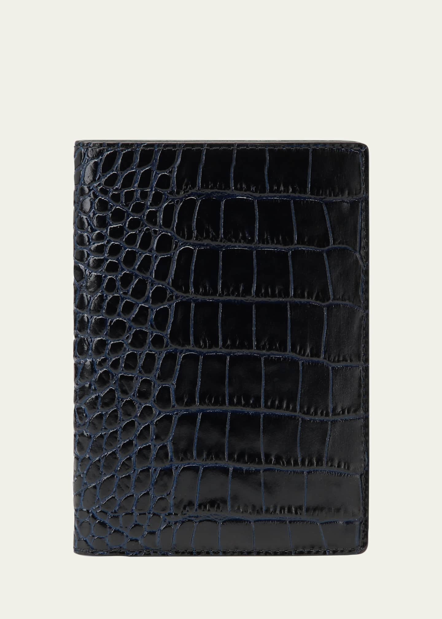 Smythson Mara Croc-Embossed Leather Passport Holder - Bergdorf Goodman