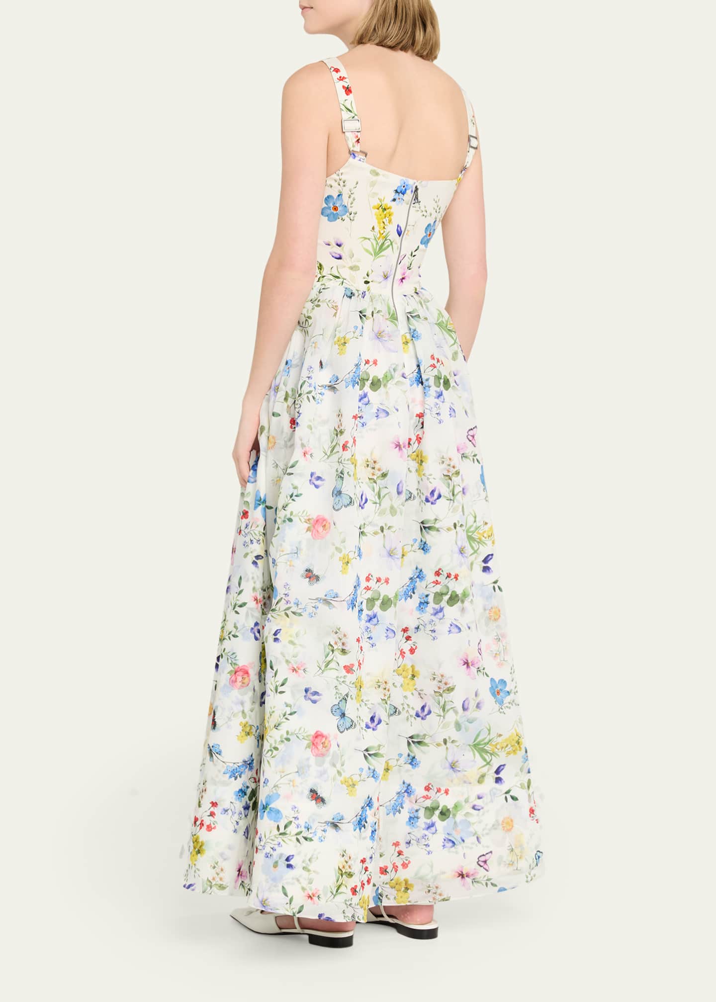 chara pleated maxi dress Alice Olivia Blue Pleated Satin and Jersey Chara Sleeveless Maxi Dress L