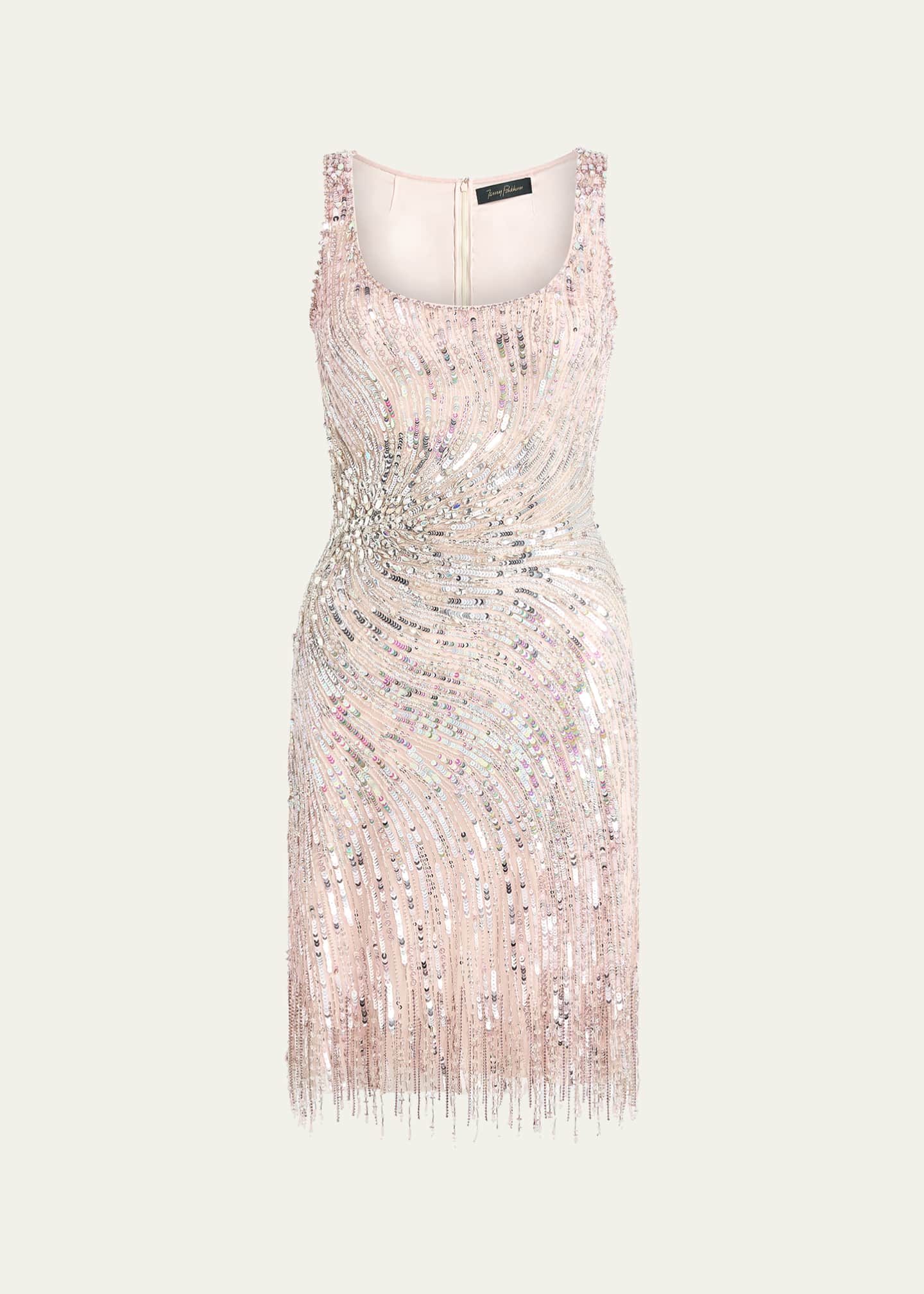 Jenny Packham Swirly Beaded Sleeveless Mini Cocktail Dress, Sugar, Women's, 10, Cocktail & Party Wedding Guest Dresses Sleeveless Dresses
