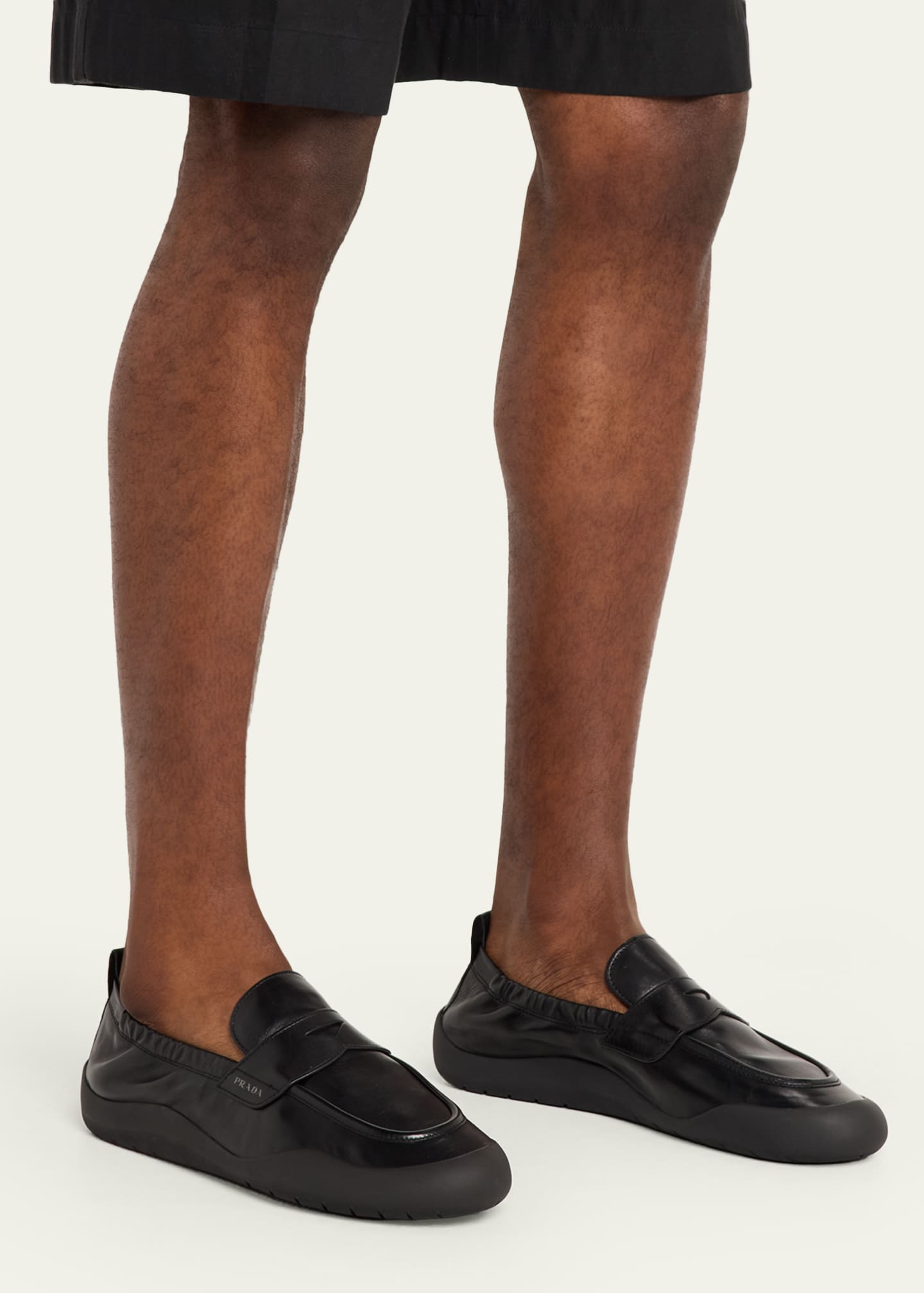 Prada Men's Speedrock Leather Rubber-Sole Penny Loafers - Bergdorf