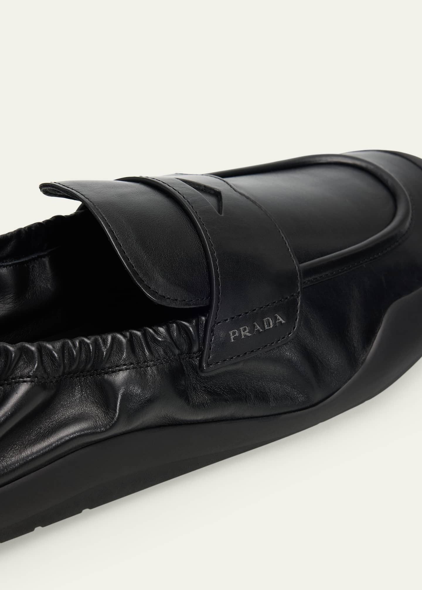 Prada Men's Speedrock Leather Rubber-Sole Penny Loafers - Bergdorf