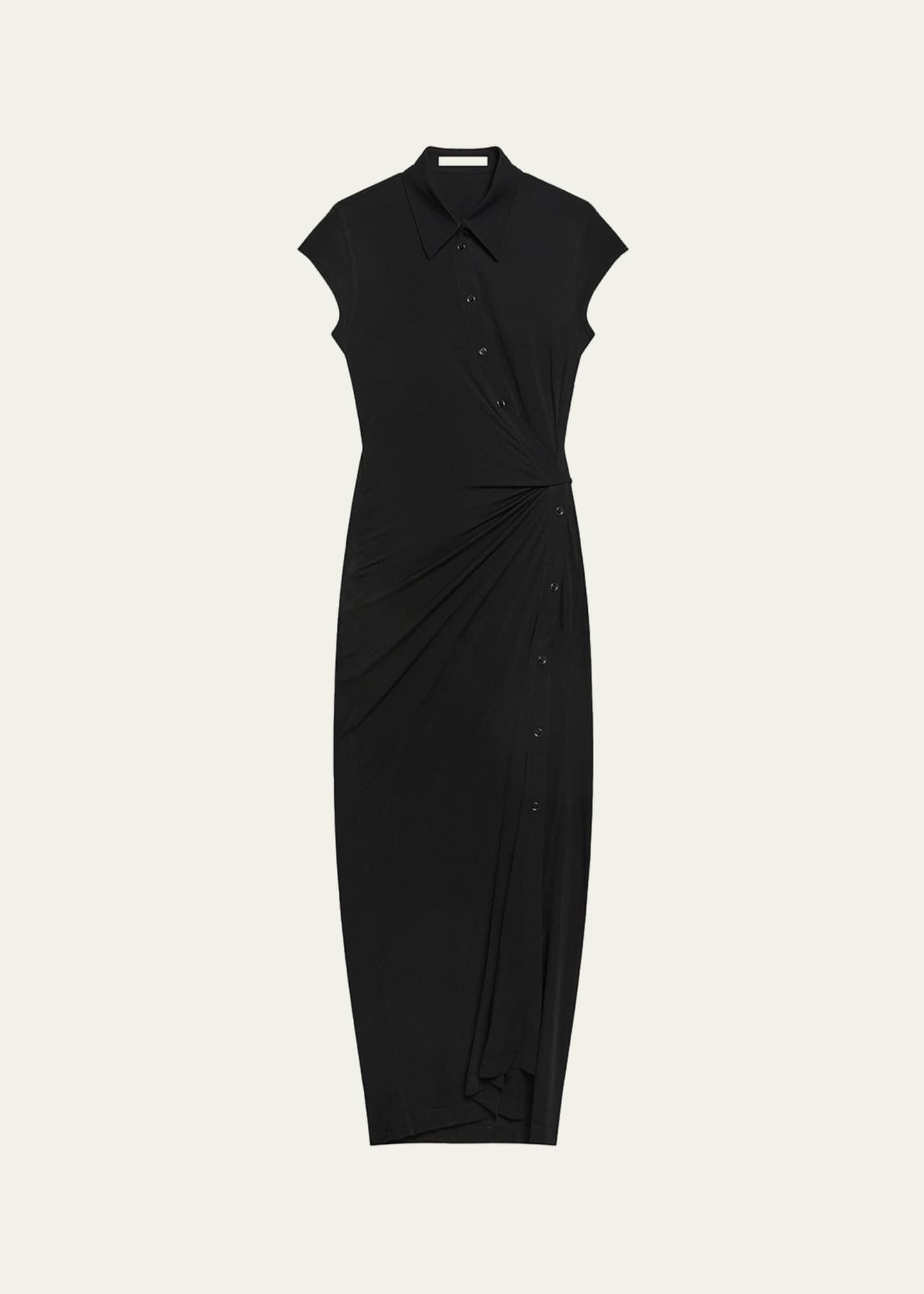 helmut lang midi dress Helmut Lang Short Sleeve Twist Dress in Black
