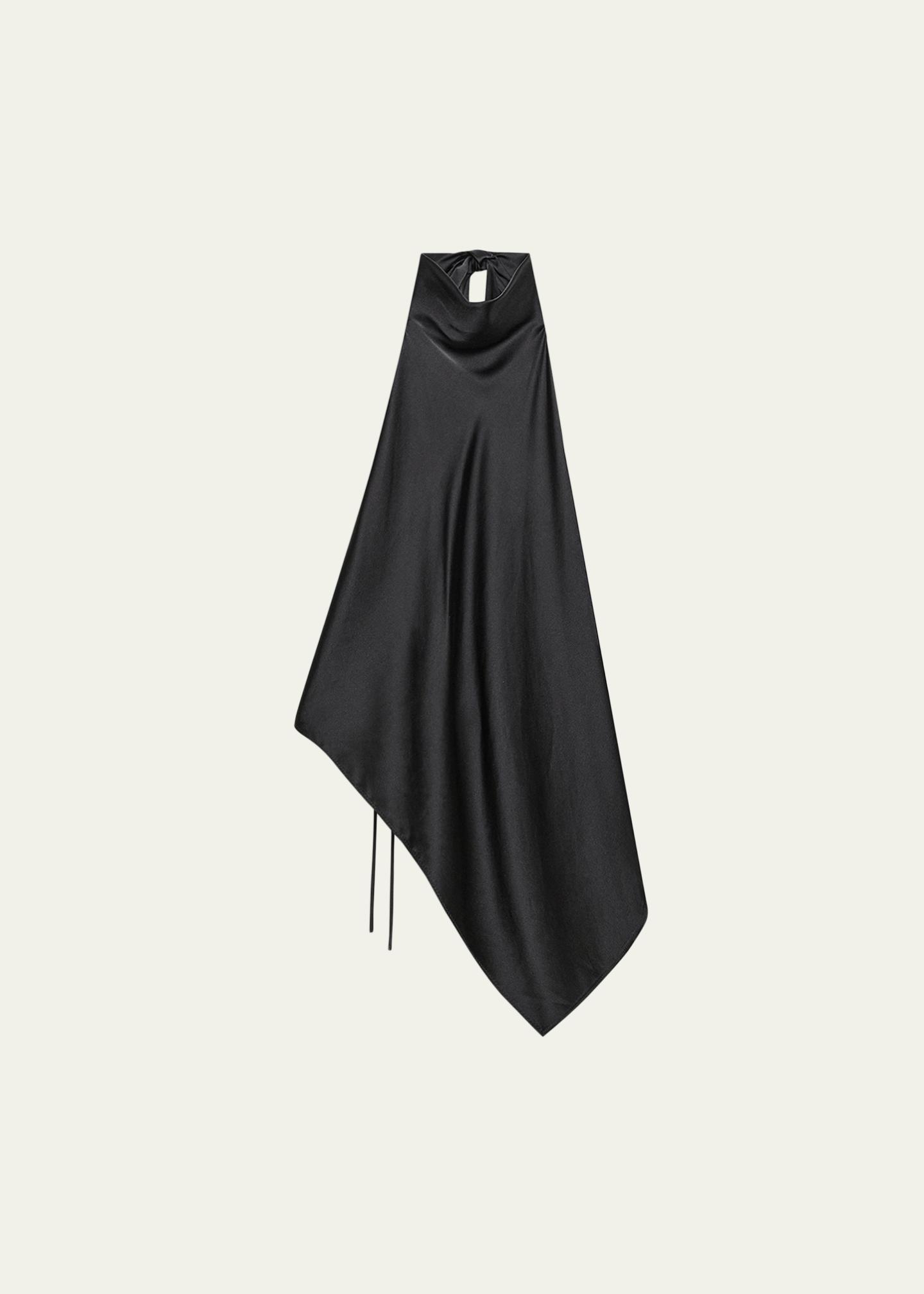 小物 HELMUT LANG black satin tie Helmut Lang Silk Tie Scarf Top - Bergdorf Goodman