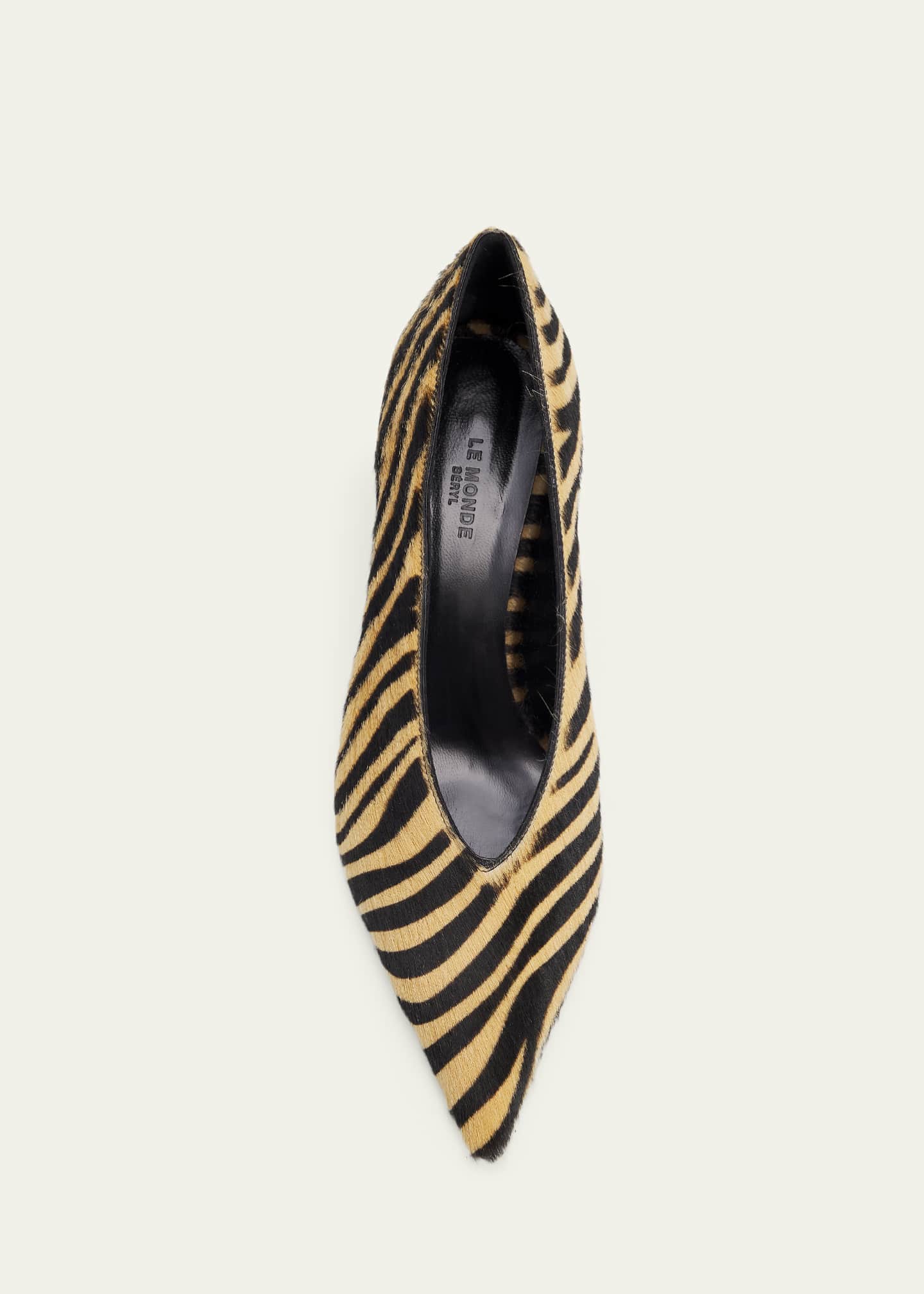 Le Monde Beryl 40mm Babouche Zebra-Printed Calf Hair Pumps