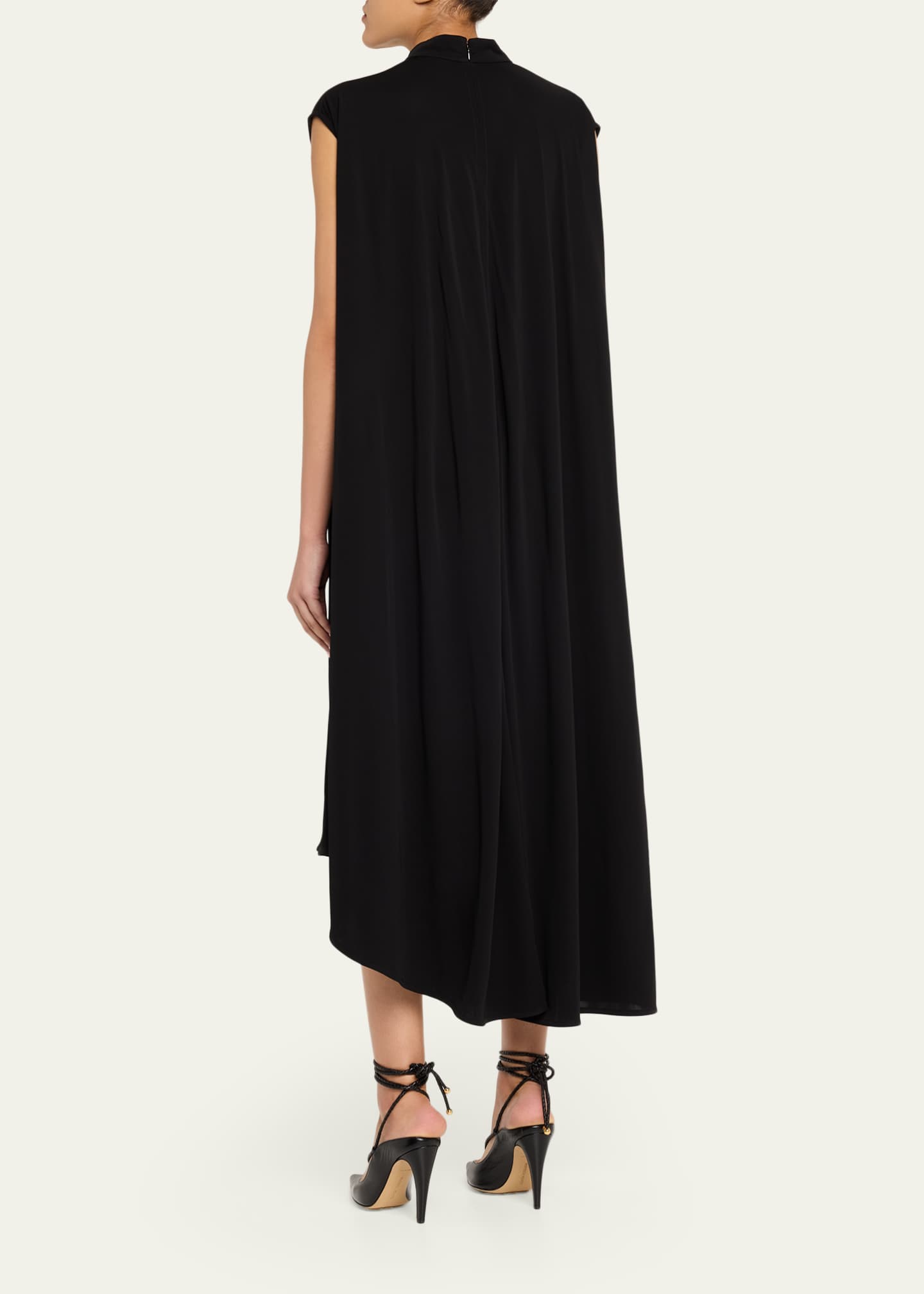 Bottega Veneta Mock-Neck Gathered Jersey Asymmetric Midi Dress - Bergdorf  Goodman