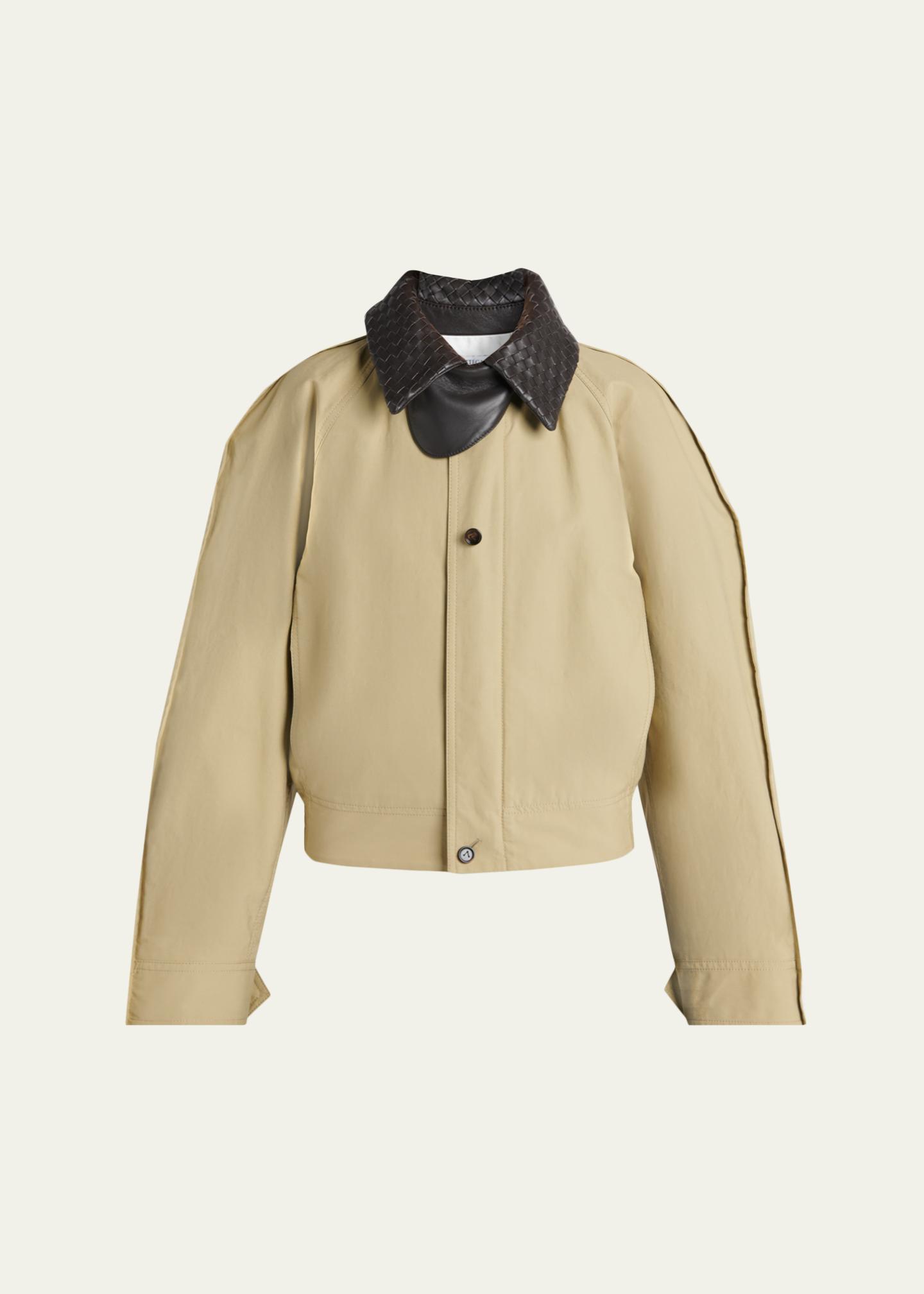 Bottega Veneta Intrecciato Collar Cotton Blouson Jacket - Bergdorf Goodman