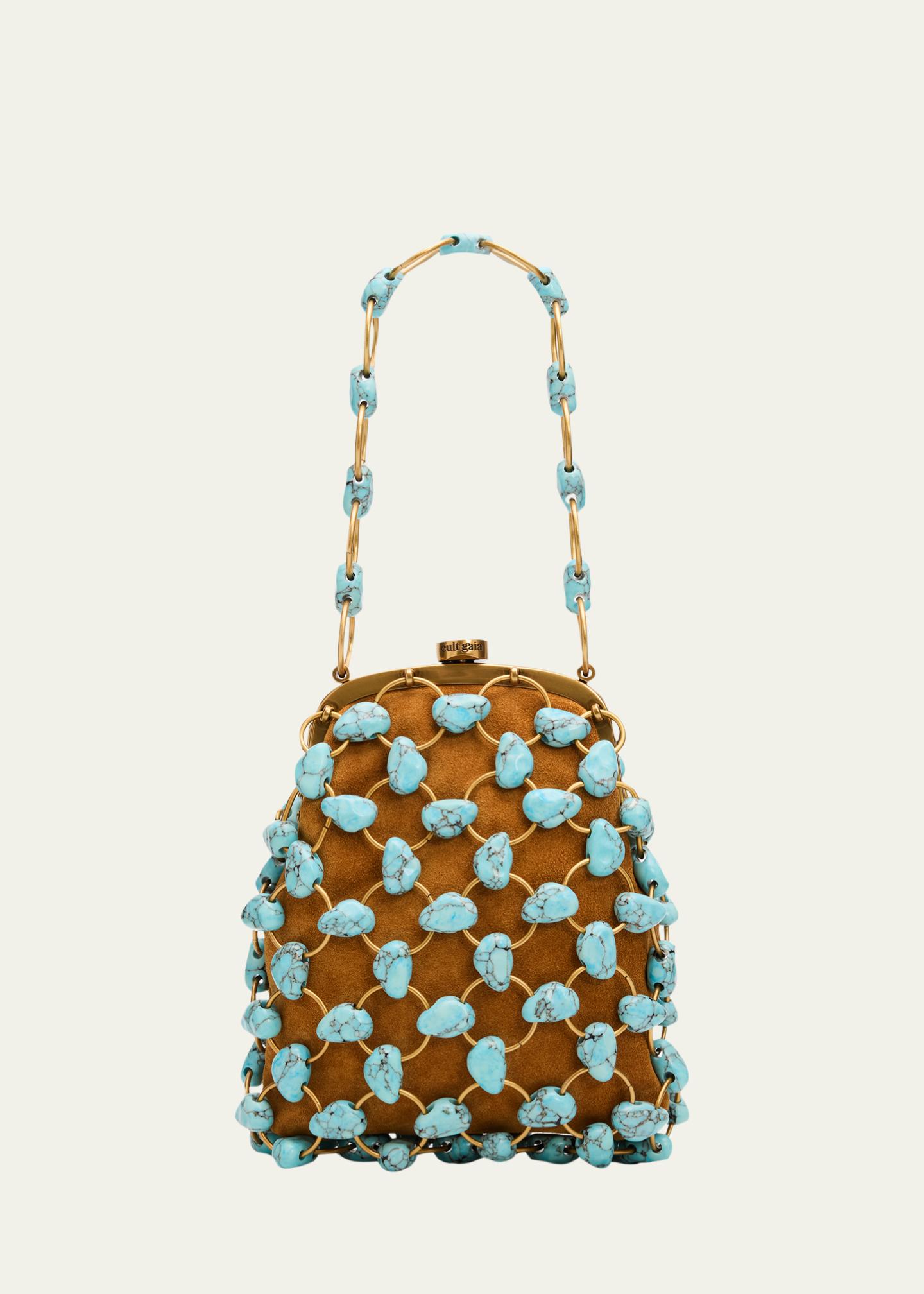 Brielle Caged Suede Wristlet Evening Bag