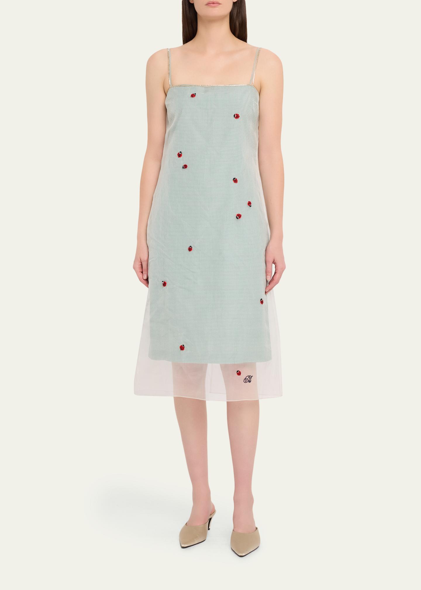 BERNADETTE Rachel Ladybug Embellished Layered Midi Slip Dress