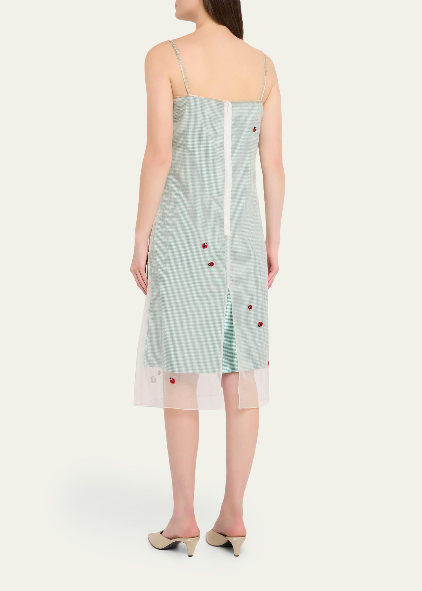 BERNADETTE Rachel Ladybug Embellished Layered Midi Slip Dress 