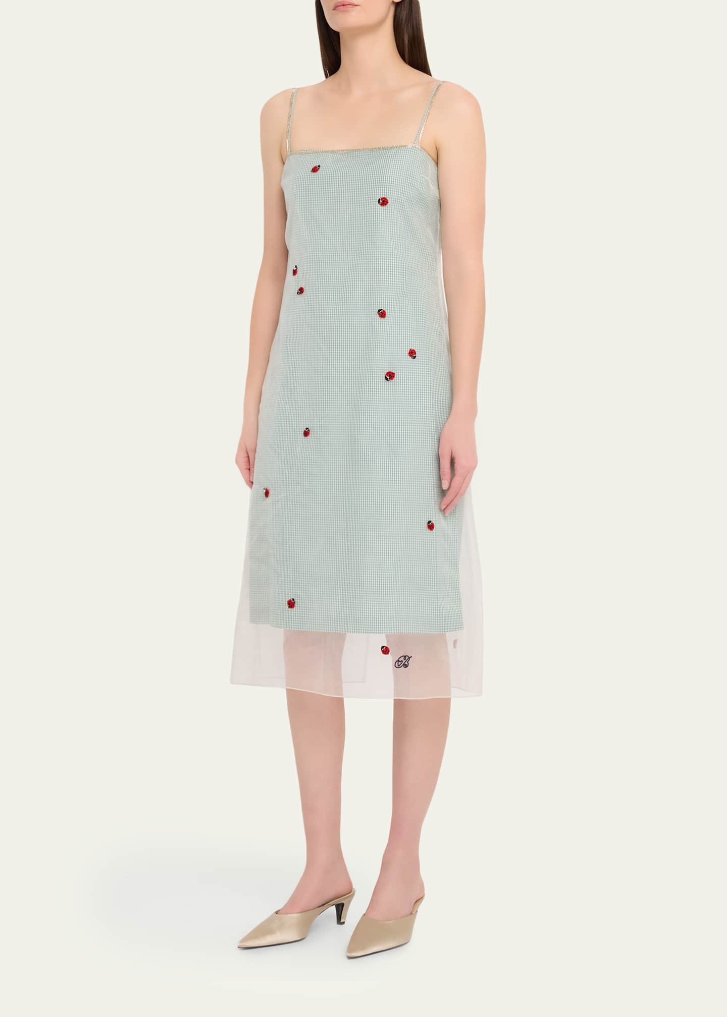 BERNADETTE Rachel Ladybug Embellished Layered Midi Slip Dress