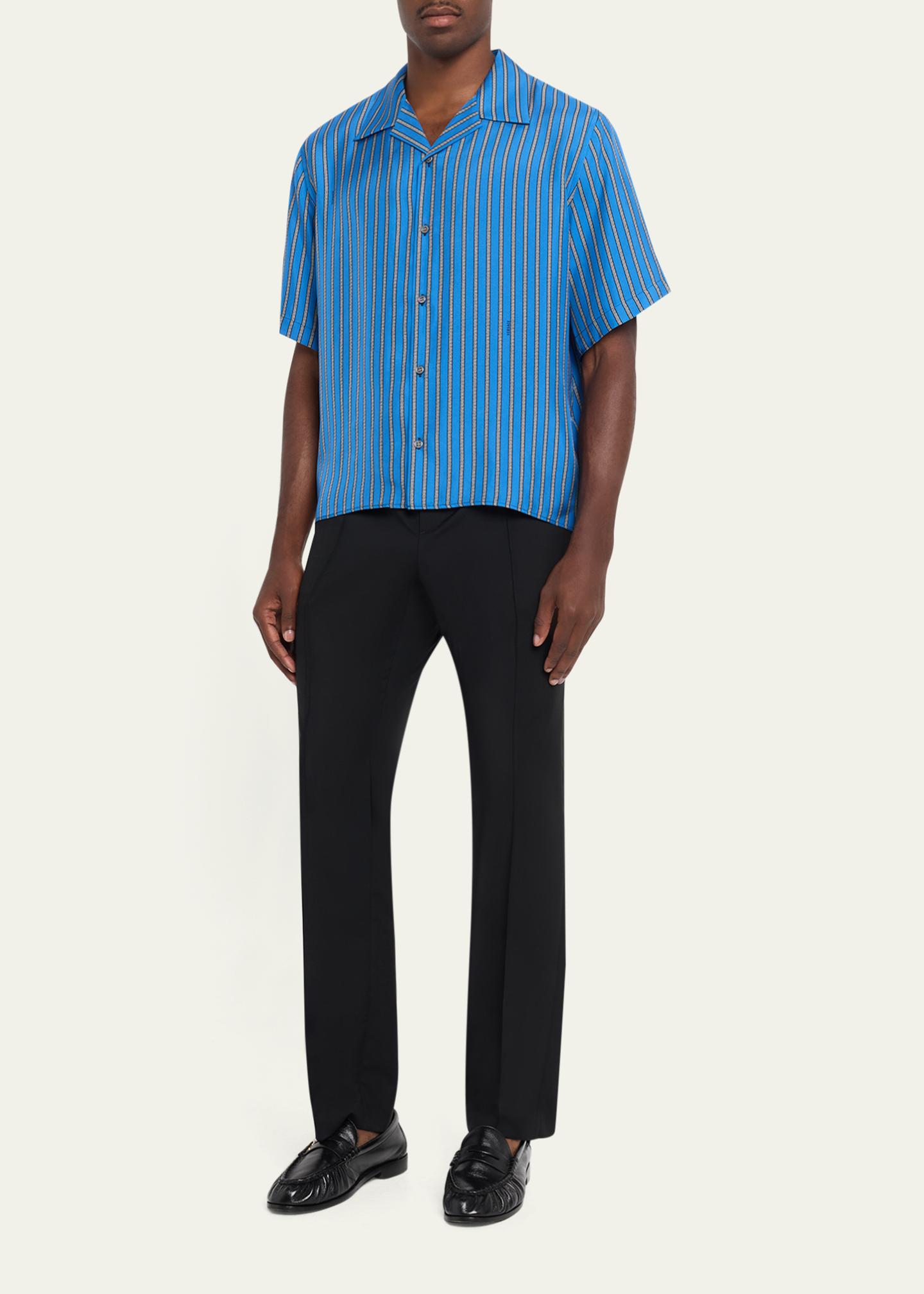 Versace Men's Meandr Print Silk Camp Shirt - Bergdorf Goodman