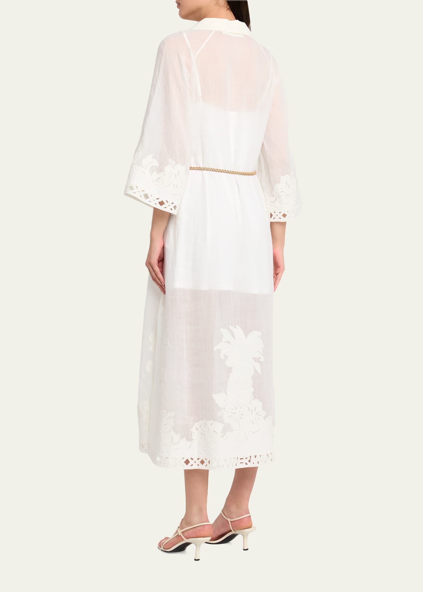 Zimmermann Indra Plunge Maxi Dress in Ivory - size 1 / S