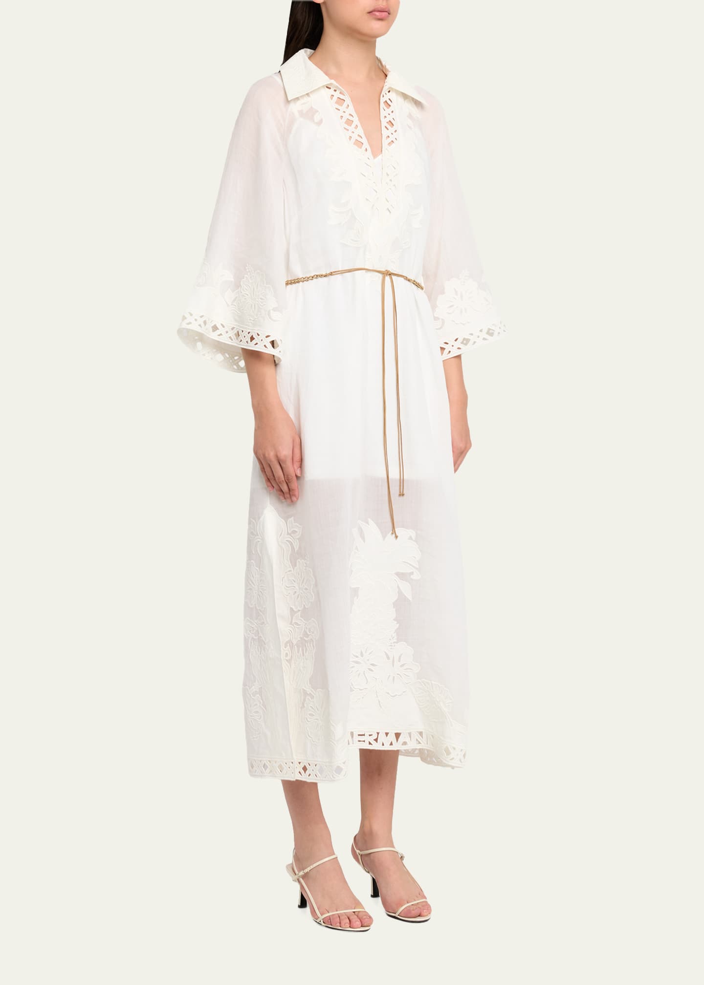 Zimmermann Indra Plunge Maxi Dress in Ivory - size 1 / S