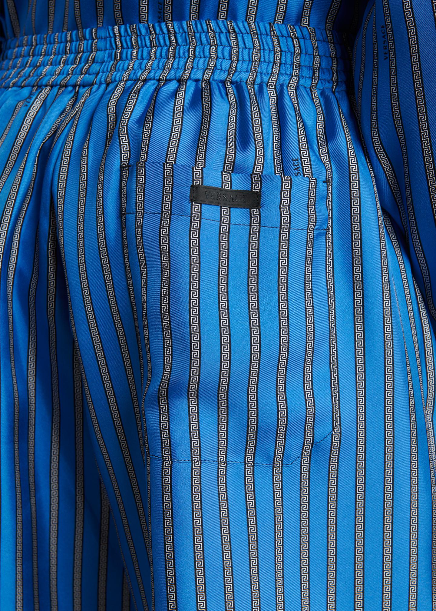 Versace Men's Meander Print Silk Shorts - Bergdorf Goodman