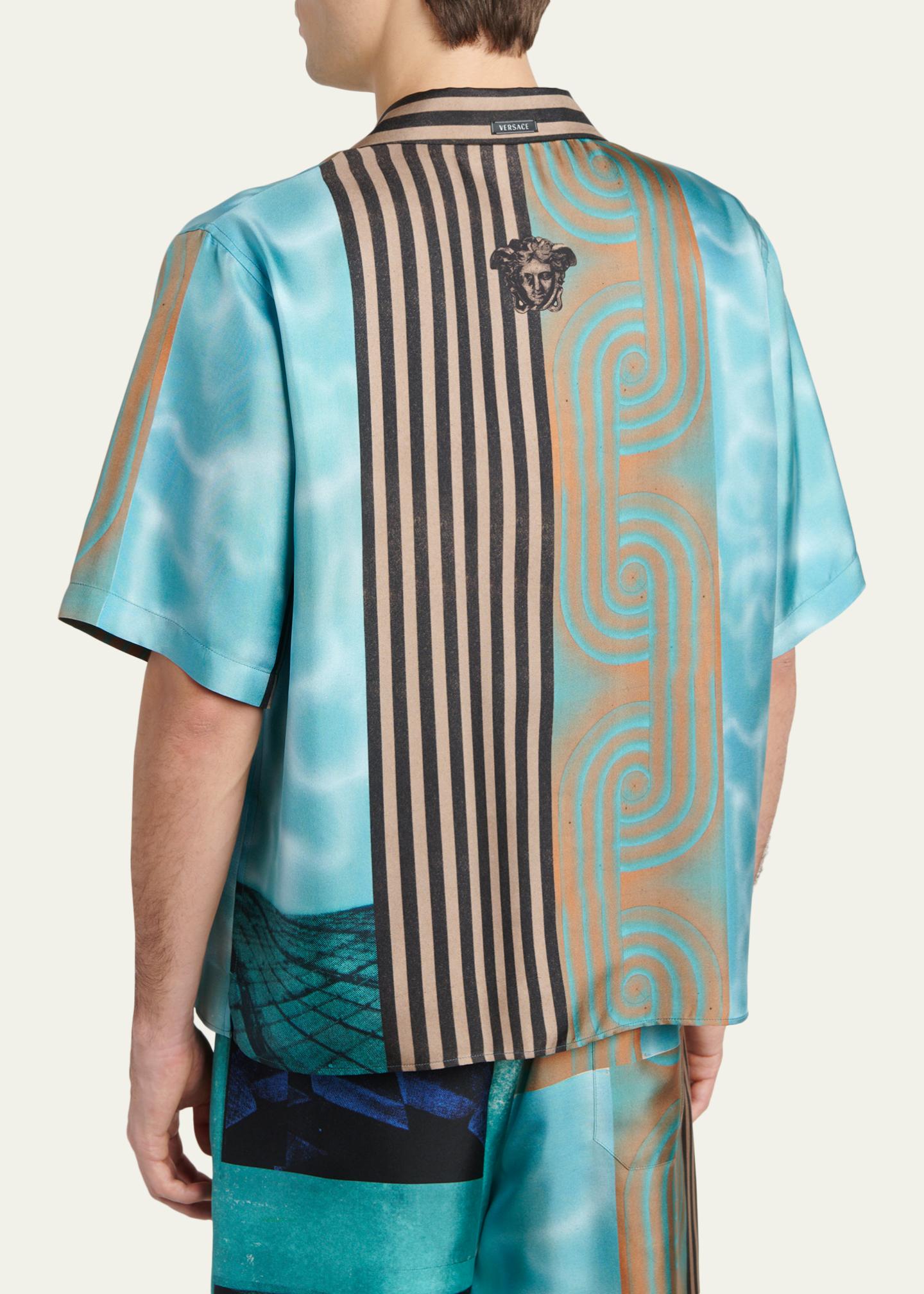 Versace Men's Silk Multi-Abstract Medusa Camp Shirt - Bergdorf Goodman