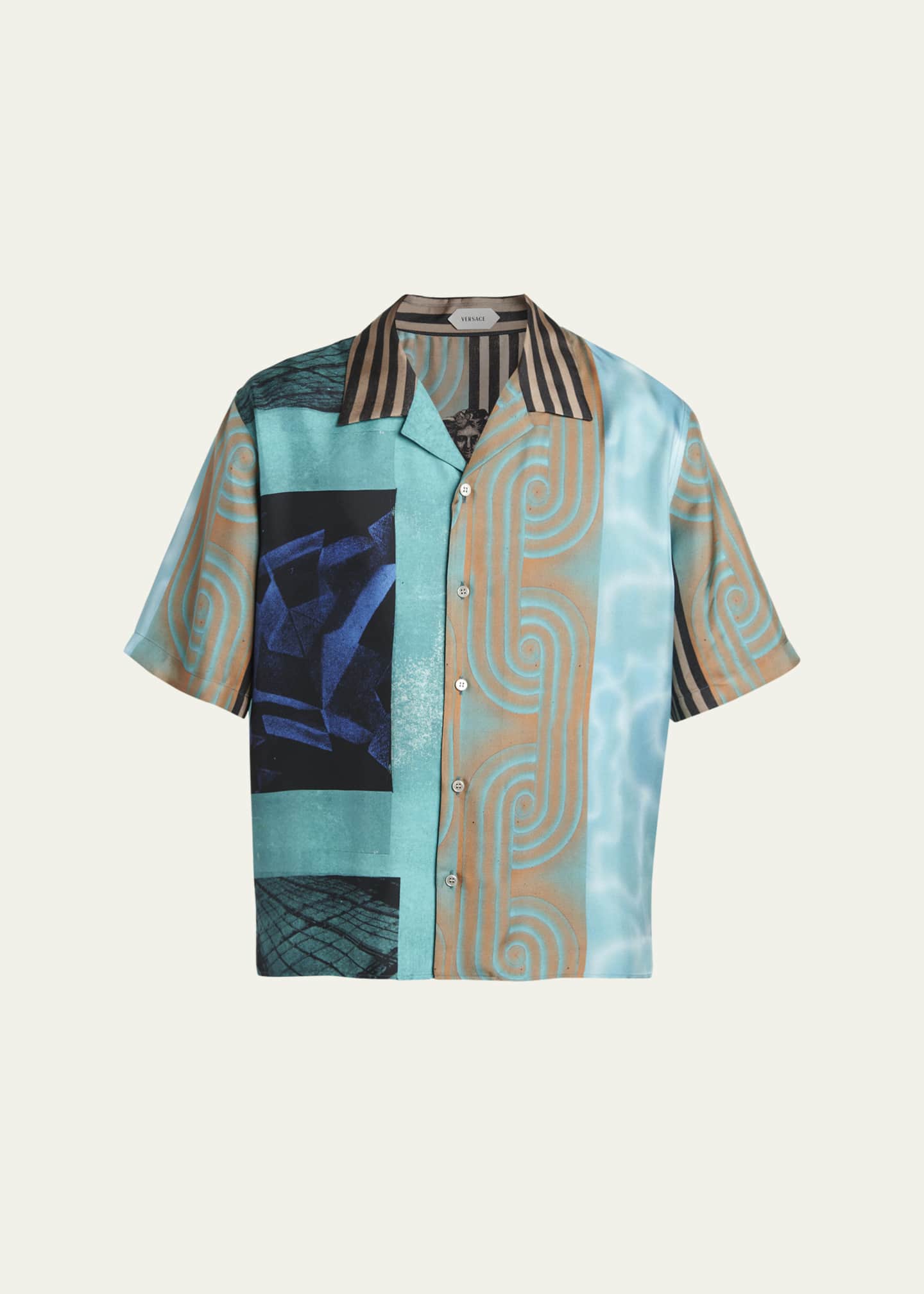 Versace Men's Silk Multi-Abstract Medusa Camp Shirt - Bergdorf Goodman