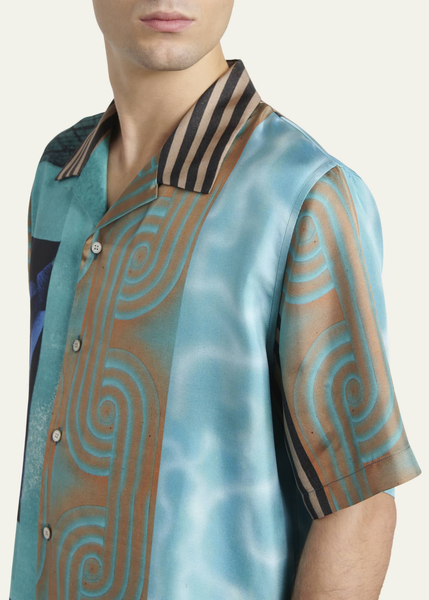 Versace Men's Silk Multi-Abstract Medusa Camp Shirt - Bergdorf Goodman