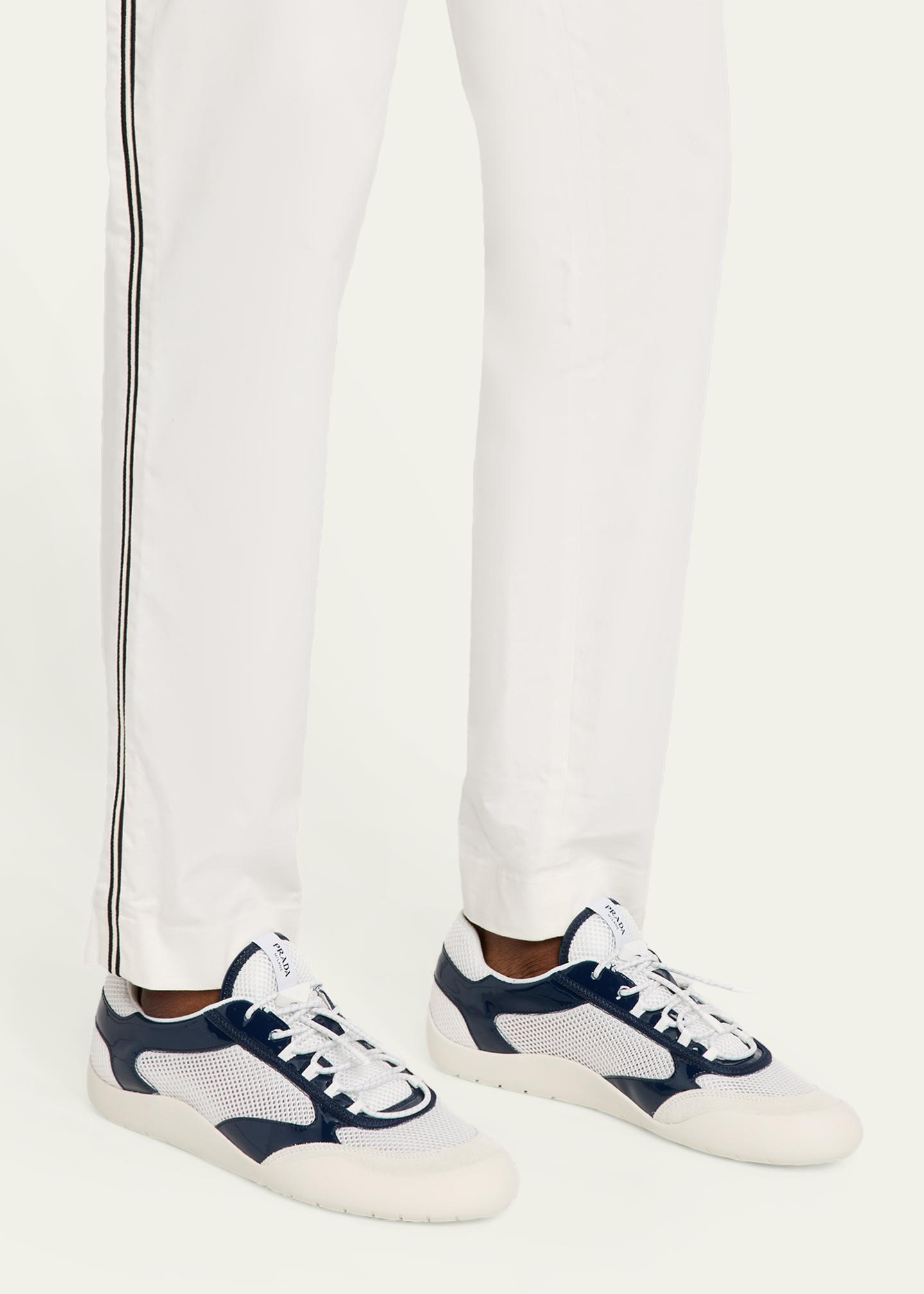 Prada Men's Speedrock Leather and Mesh Sneakers - Bergdorf Goodman