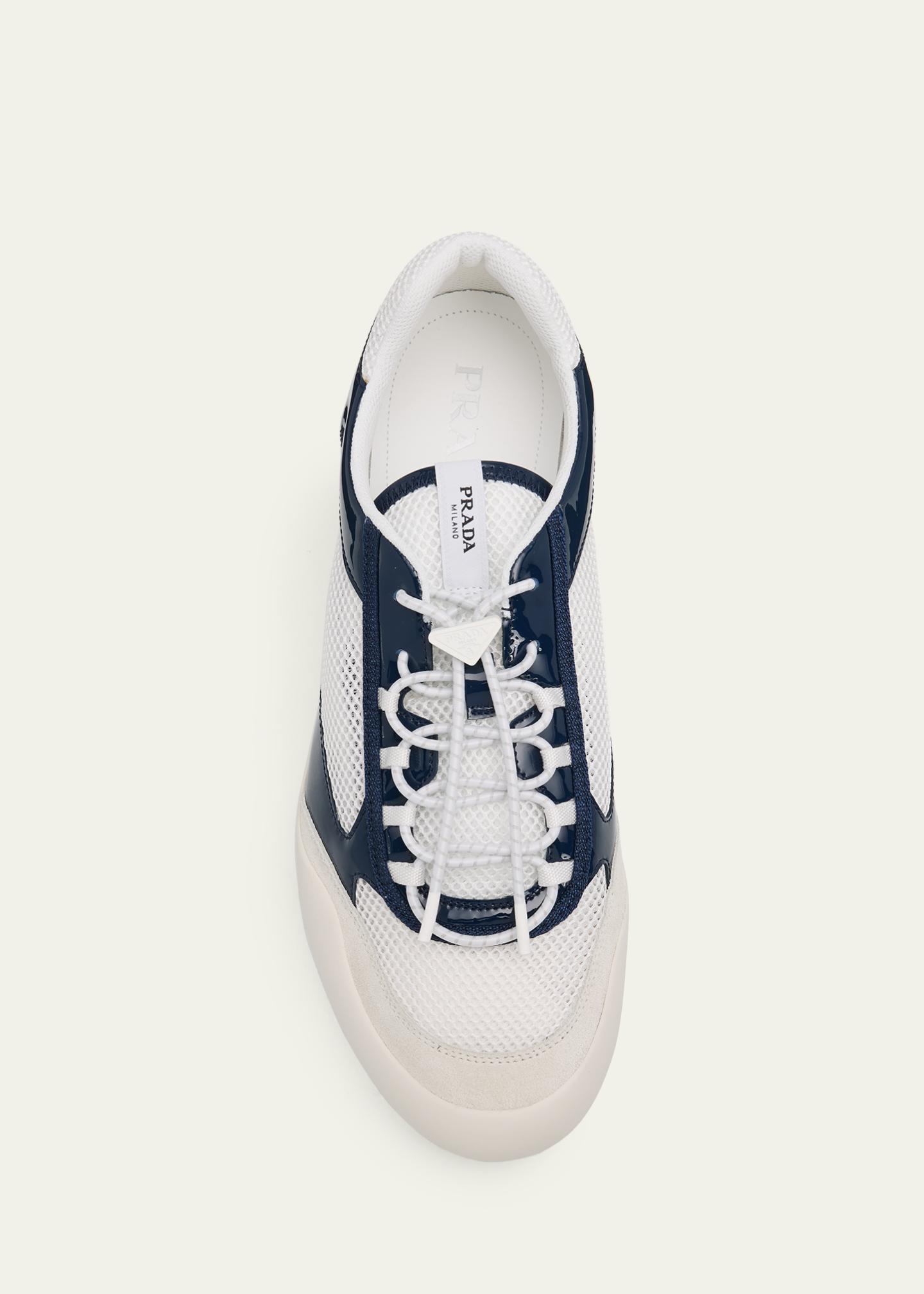 Prada Men's Speedrock Leather and Mesh Sneakers - Bergdorf Goodman