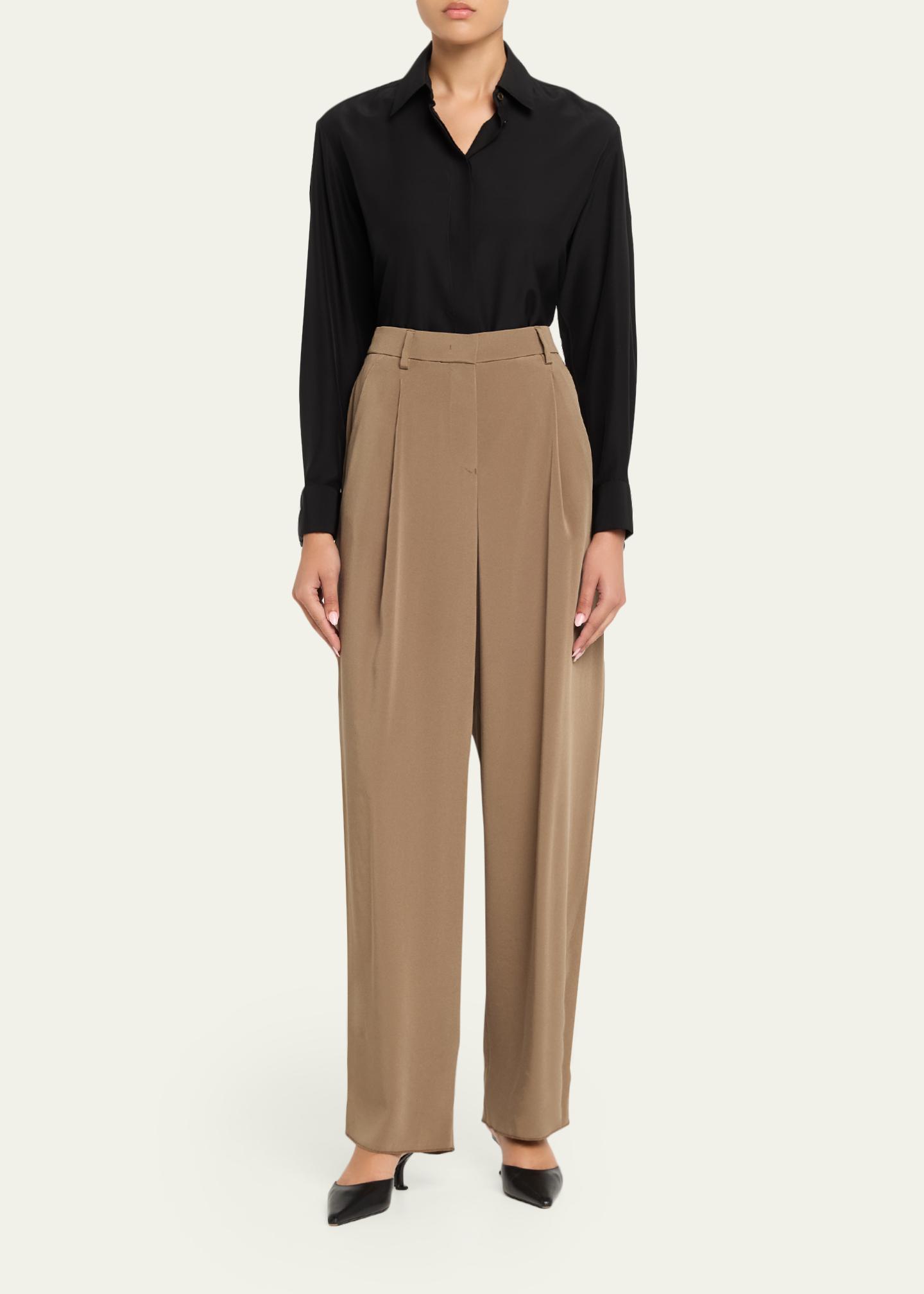 Giorgio Armani High-Rise Pleated Straight-Leg Trousers - Bergdorf