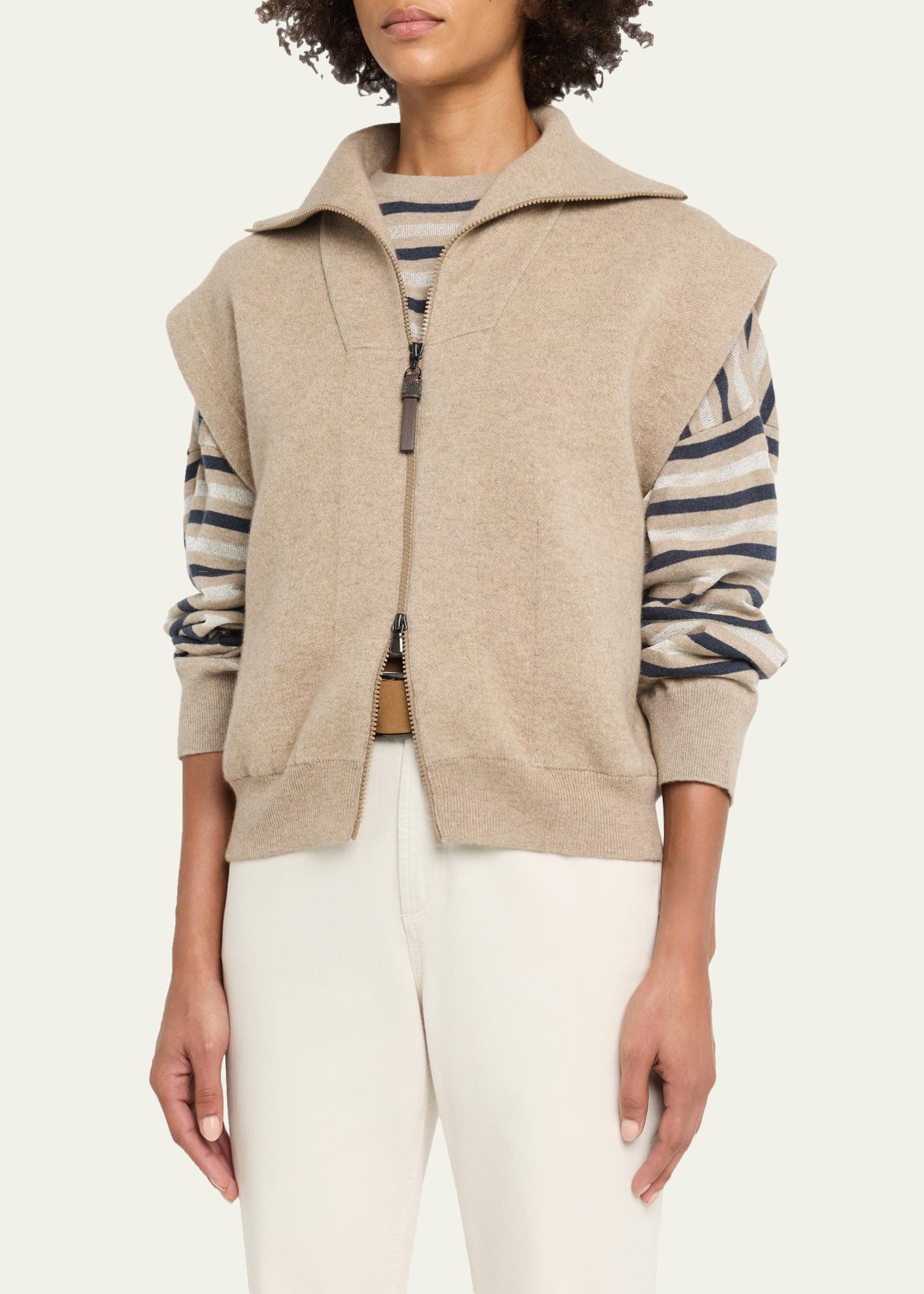 Brunello Cucinelli Sleeveless Cashmere Zip Cardigan - Bergdorf Goodman