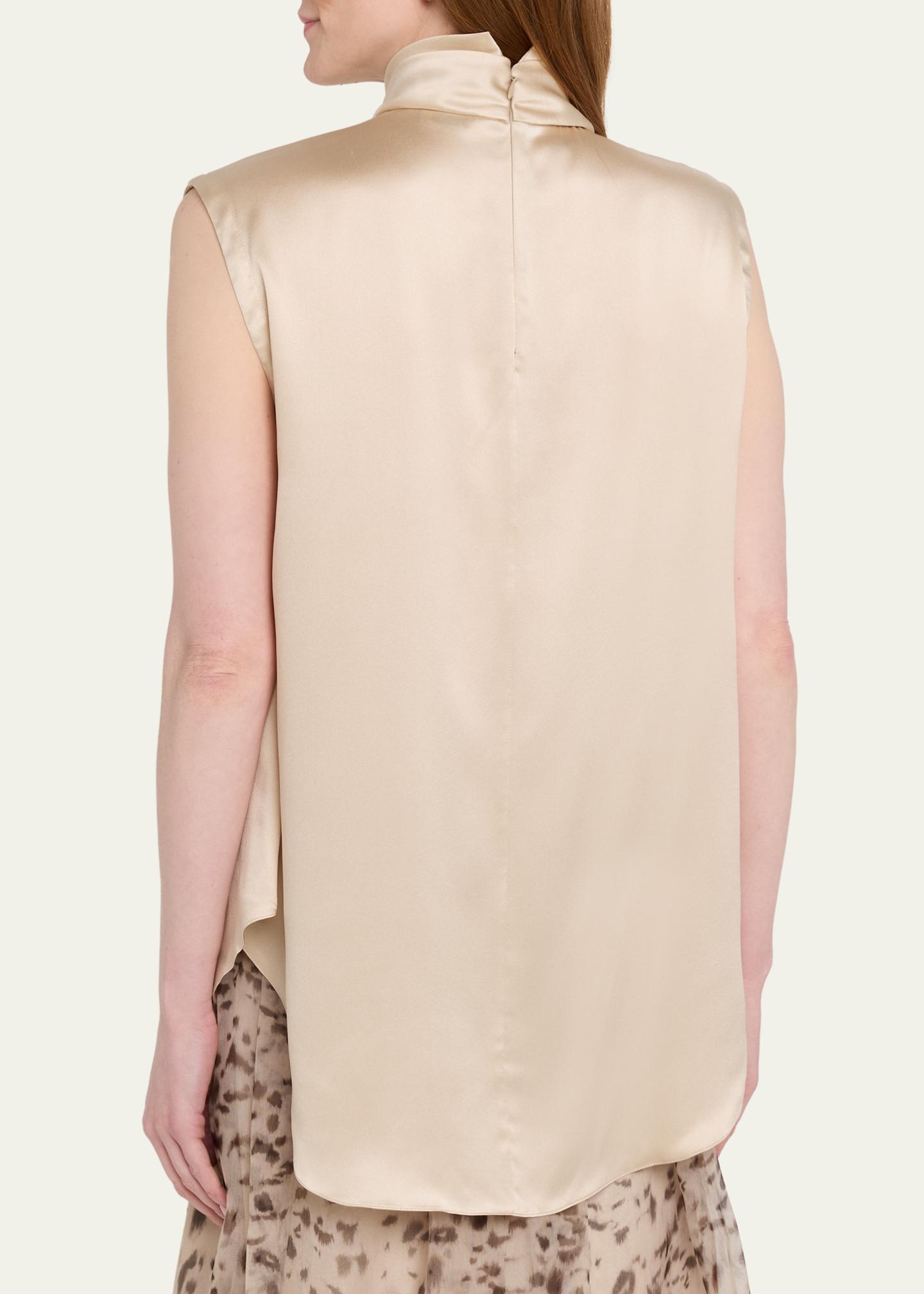 Brunello Cucinelli Sleeveless Silk Turtleneck Blouse w/ Monili