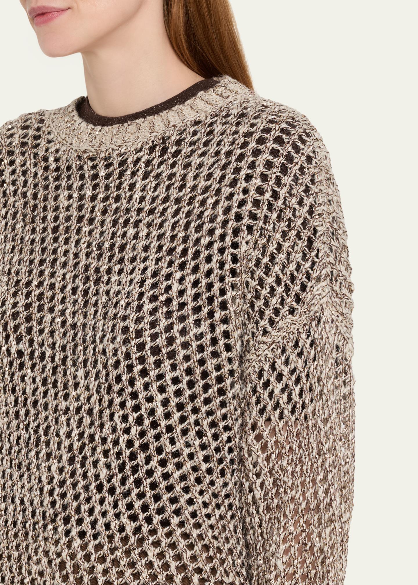 Brunello Cucinelli Net Silk-Blend Crewneck Sweater - Bergdorf Goodman