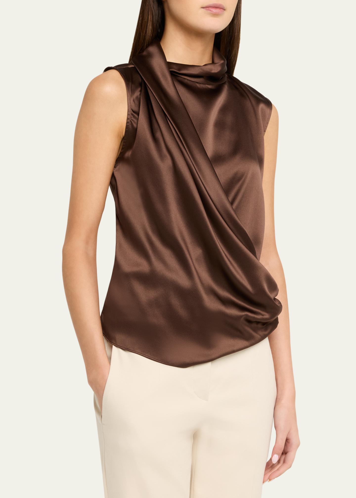 Brunello Cucinelli Silk Draped Sleeveless Blouse - Bergdorf Goodman