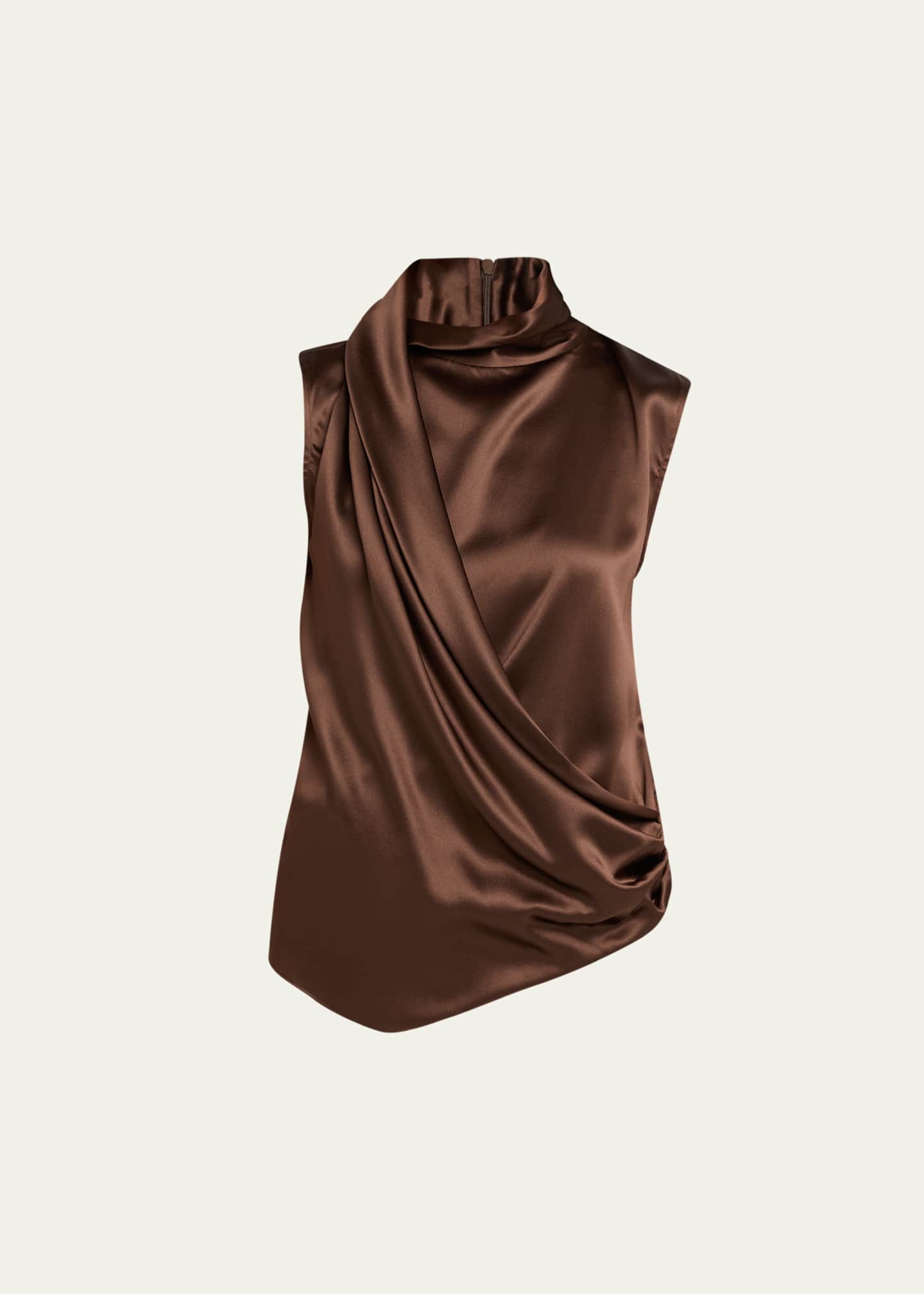 Brunello Cucinelli Silk Draped Sleeveless Blouse - Bergdorf Goodman