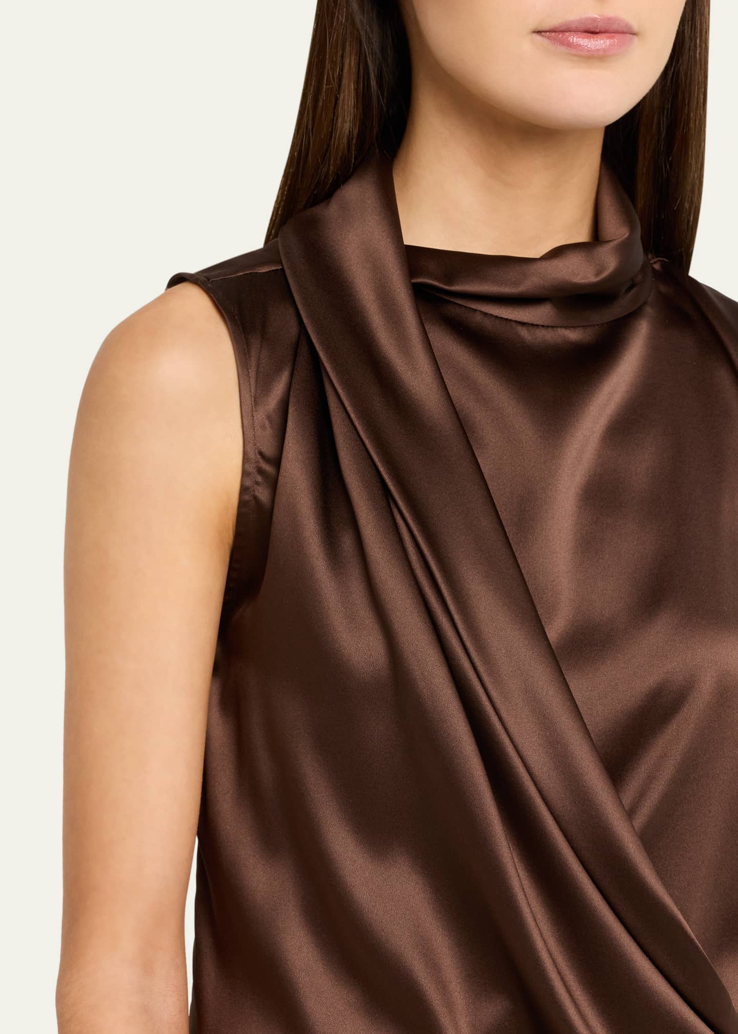 Brunello Cucinelli Silk Draped Sleeveless Blouse - Bergdorf Goodman