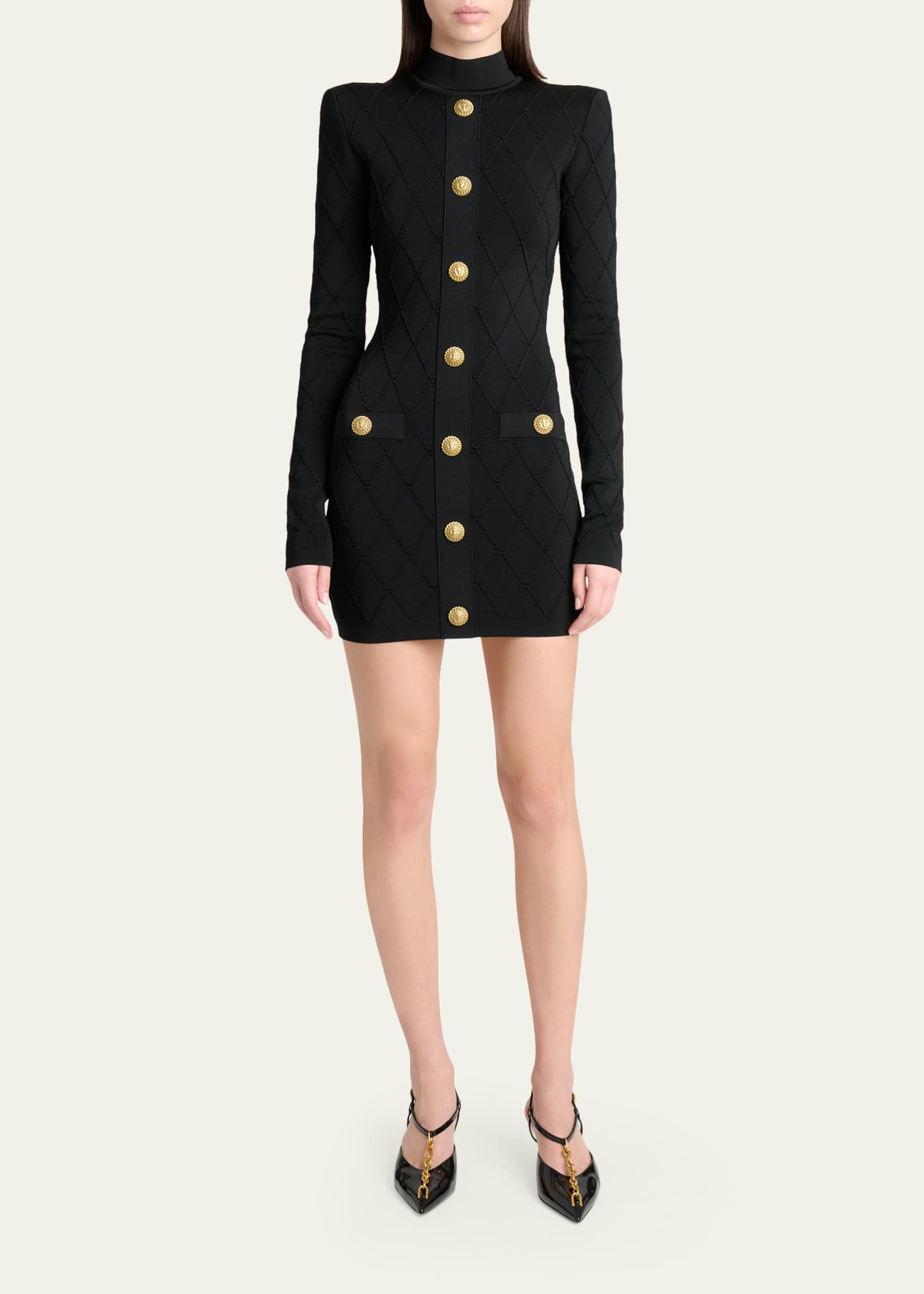 balmain knit mini dress Balmain Black Viscose Dress