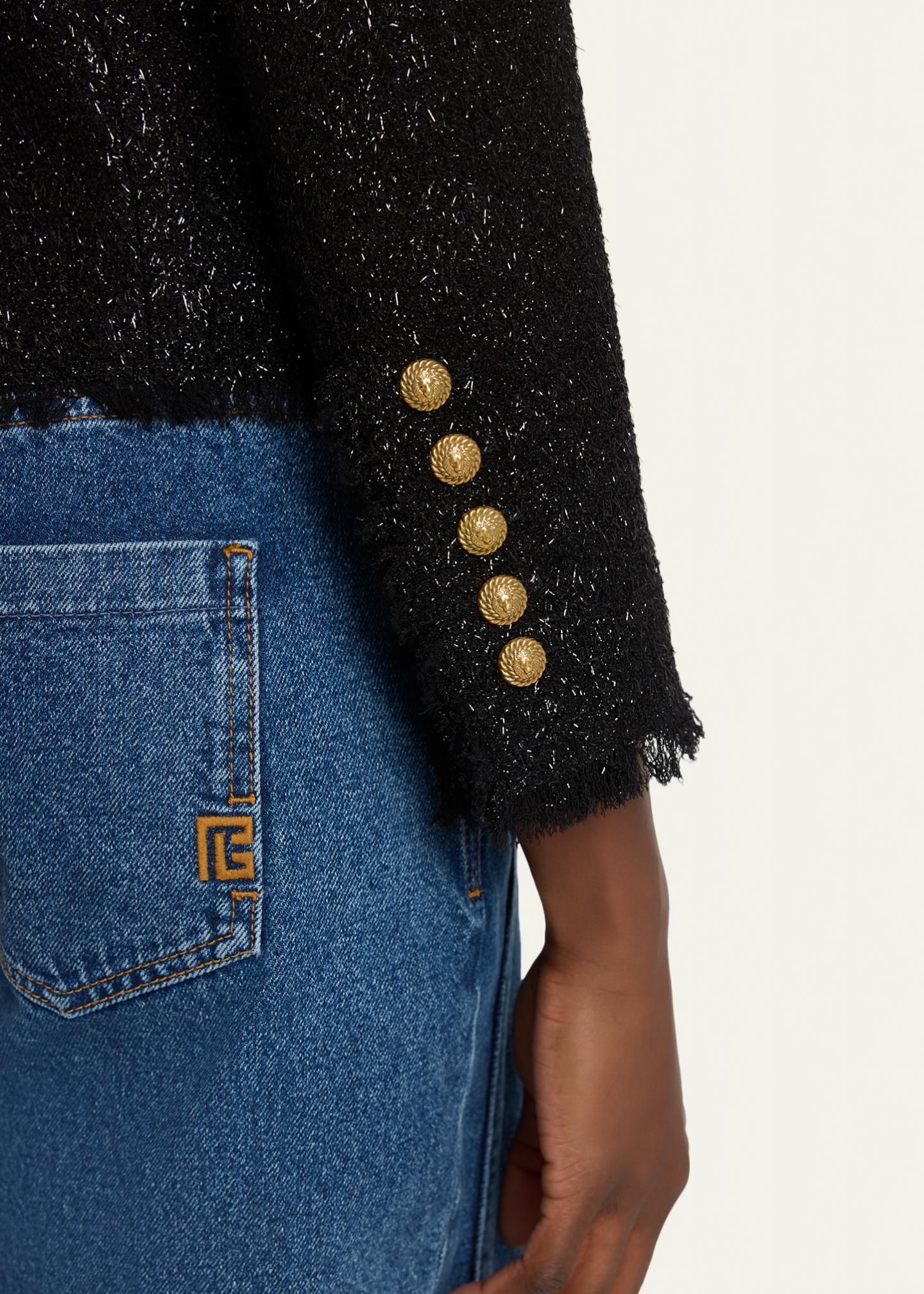 Balmain Buttoned Glitter Tweed Cardigan - Bergdorf Goodman