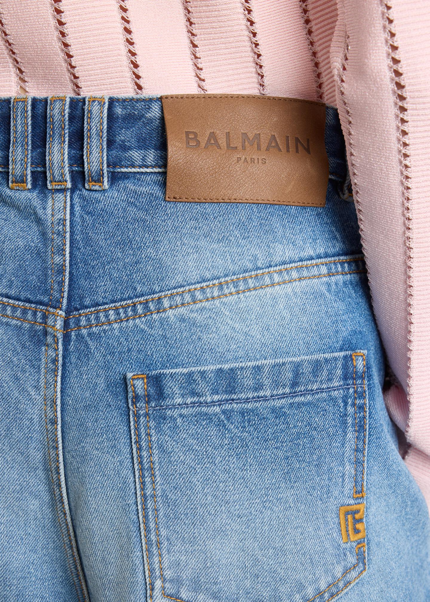 Balmain Pleated Barrel Leg Denim Jeans - Bergdorf Goodman