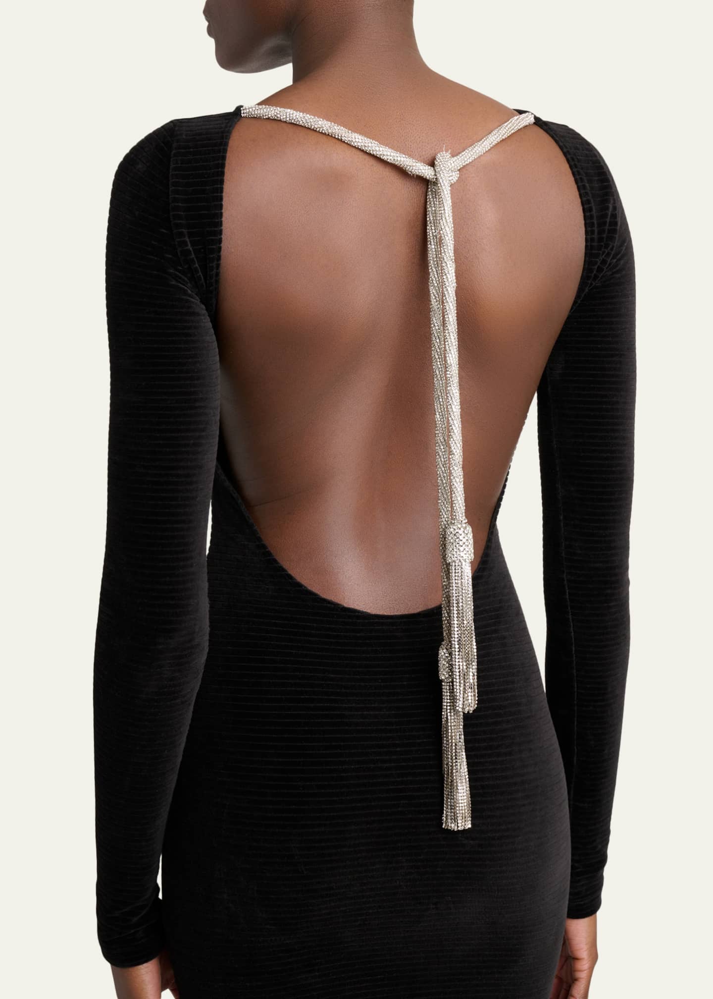 midi dress long sleeve open back Stacy (Black Berry) Inner slip dress Balmain - Long velvet dress